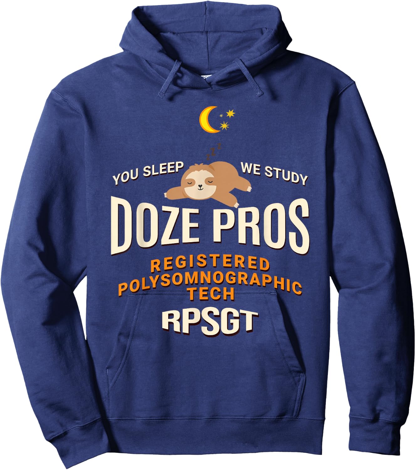 Baby Sloth Doze Pros Registered PolySomnoGraphic Tech RPSGT Hoodie - Hoodie | Navy