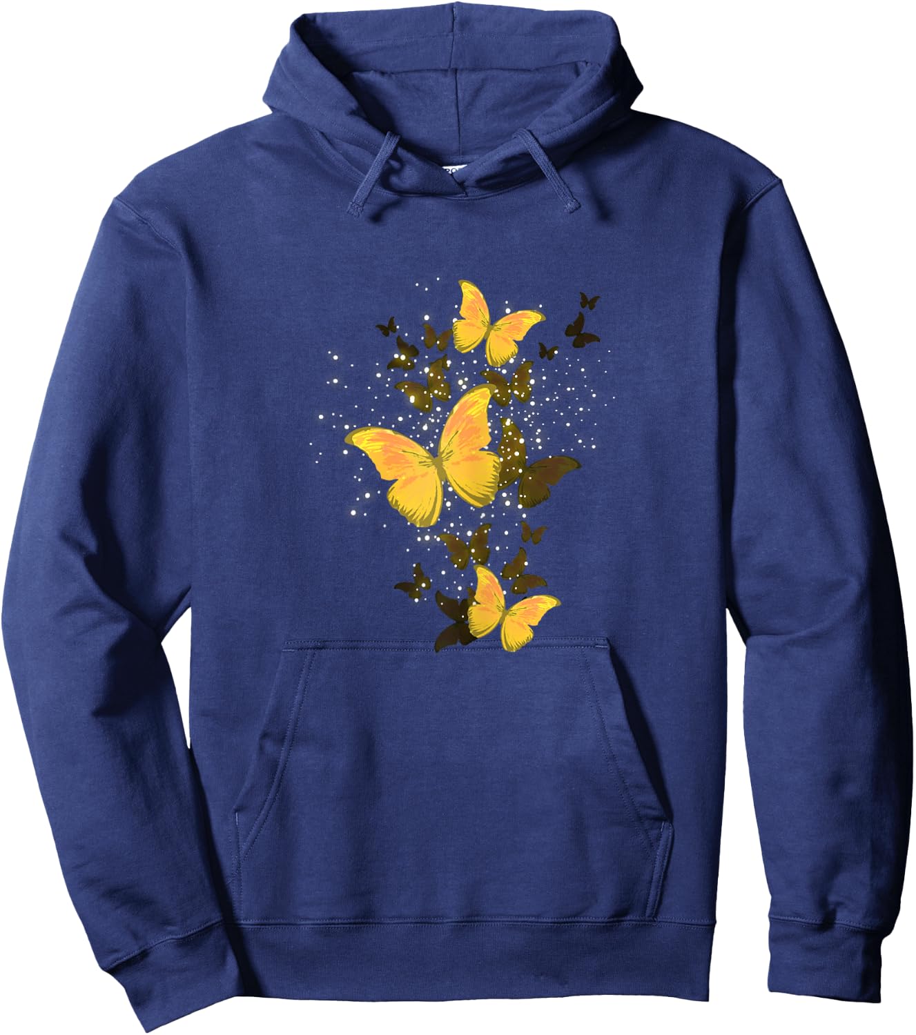 Golden Butterfly Glitters Flying Insect Animal Girls Gift Hoodie - Hoodie | Navy