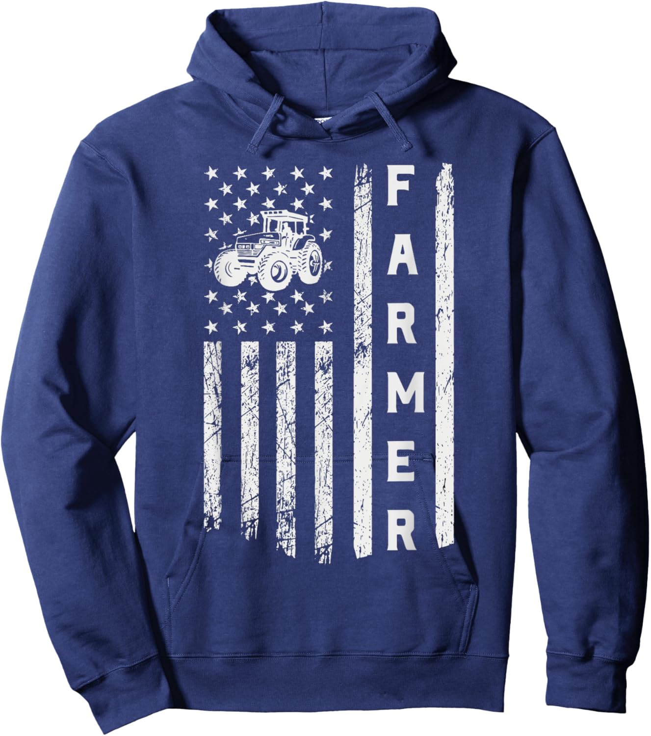 Flag With Tractor Patriotic Farmer Kids Men Hoodie - Hoodie | Navy