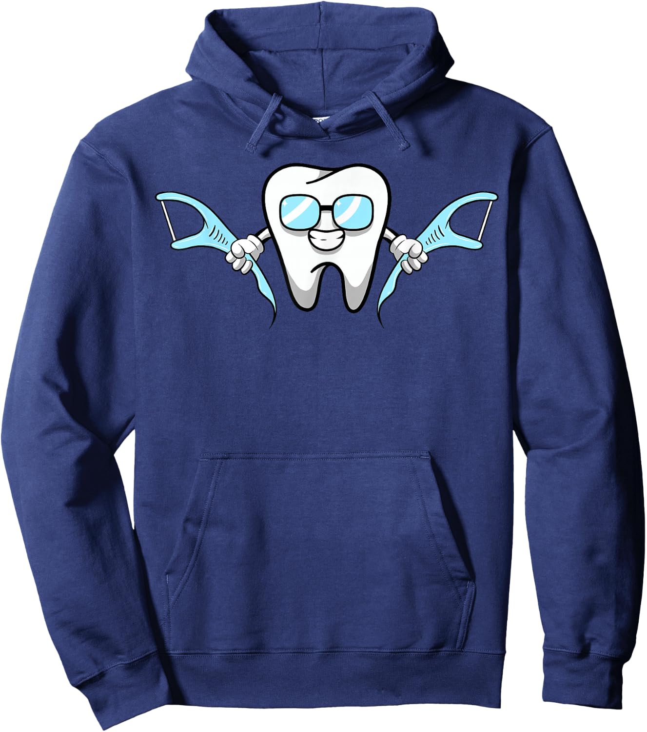 Lazy Costume for Dentist Smiling Cartoon Dental Floss Hoodie - Hoodie | Navy