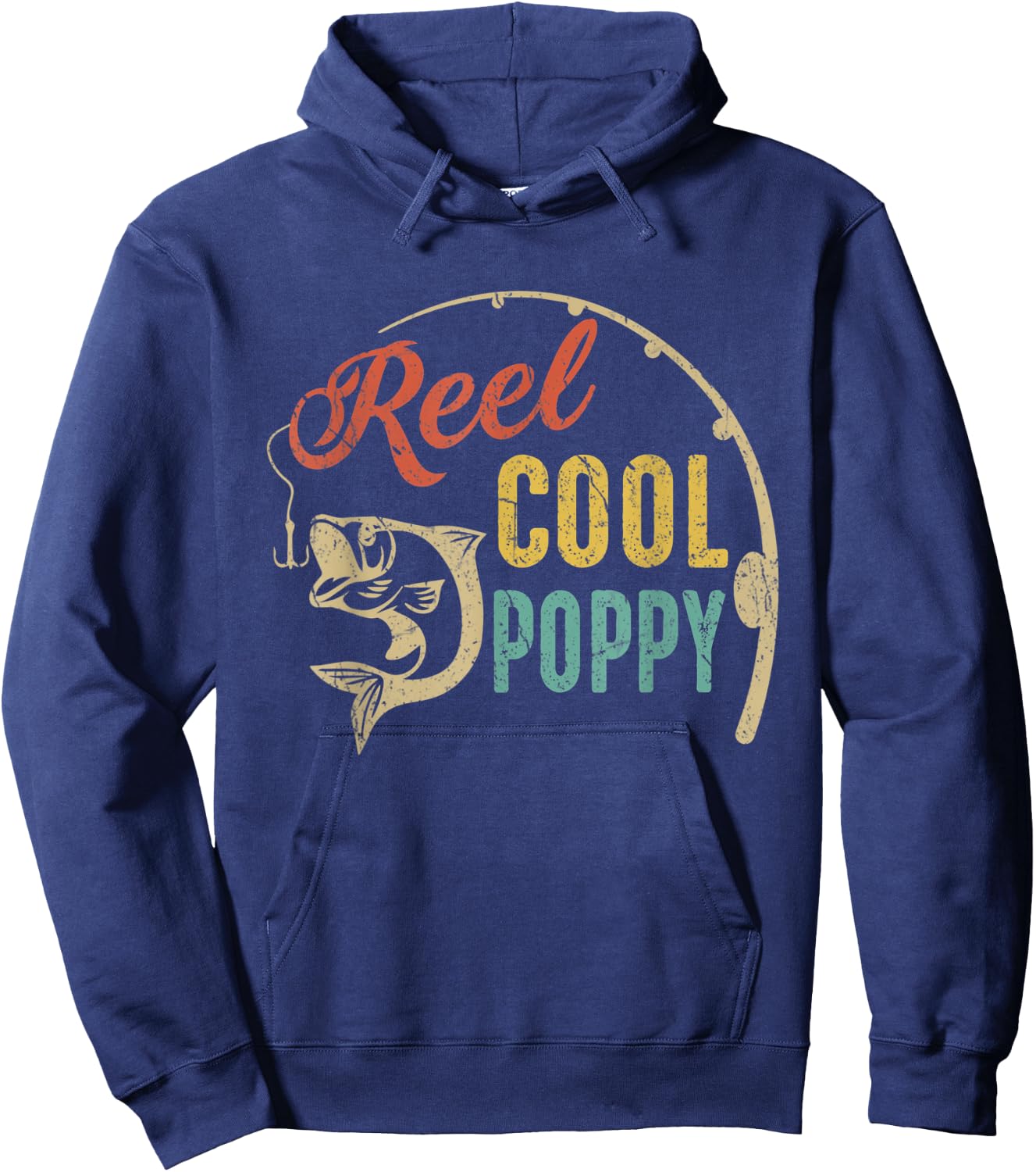 Funny Fathers Day Vintage Fishing Reel Cool Poppy Hoodie - Hoodie | Navy