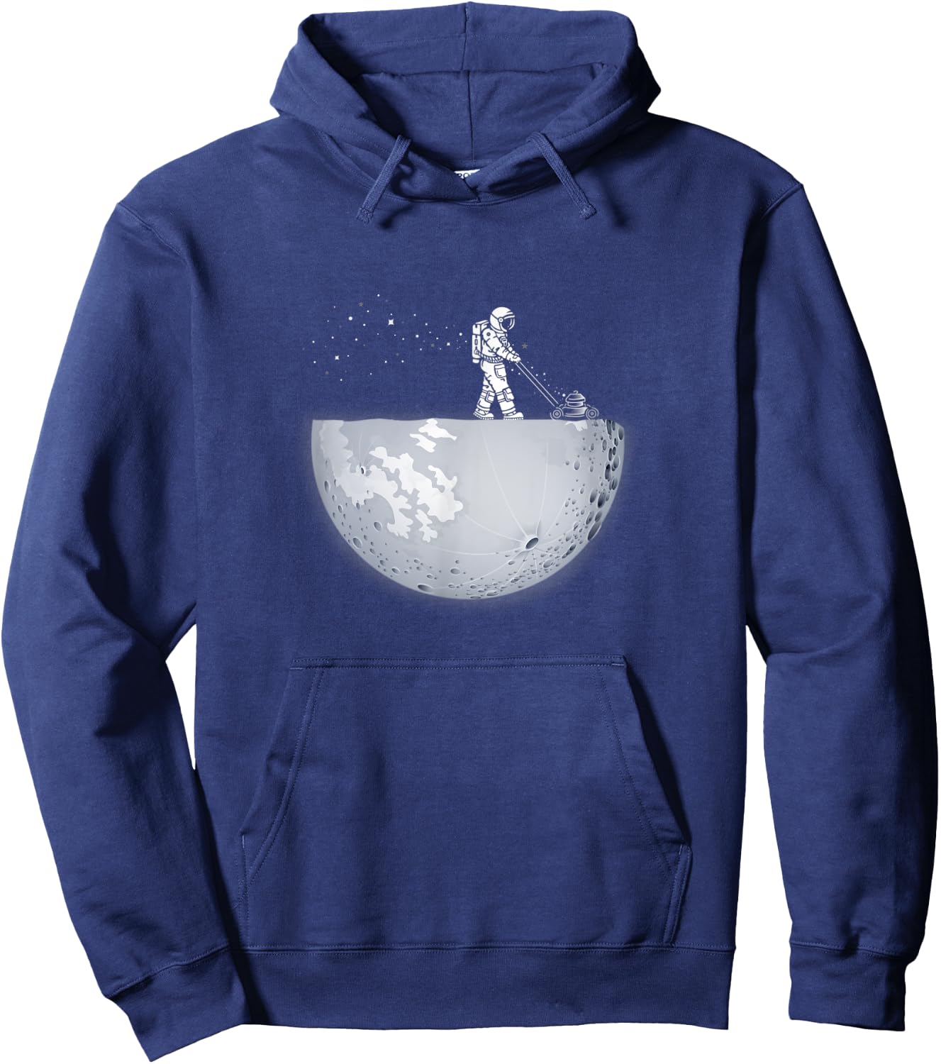 Spaceman mowing the moon with stars gardener, cool space Hoodie - Hoodie | Navy