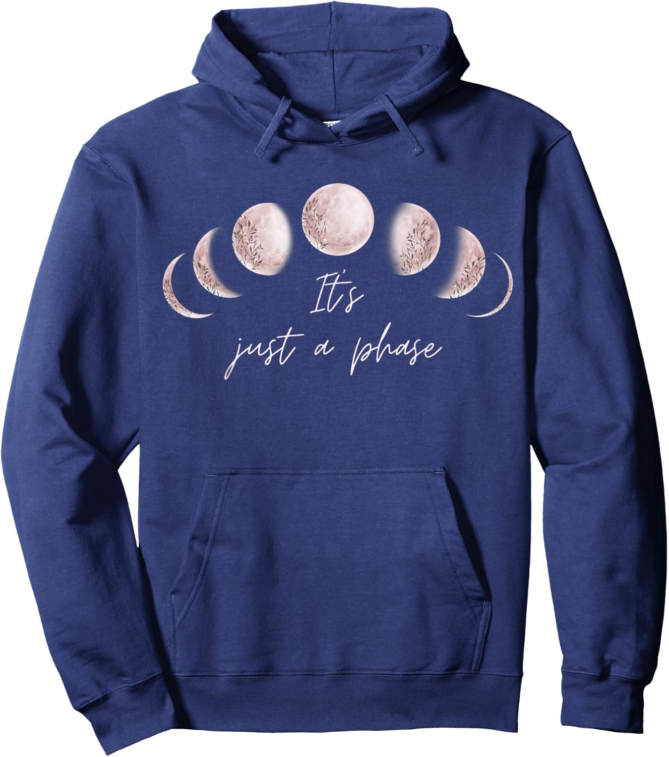 Phases Of The Moon Its Just A Phase Half Full Luna Graphic Hoodie - Hoodie | Navy