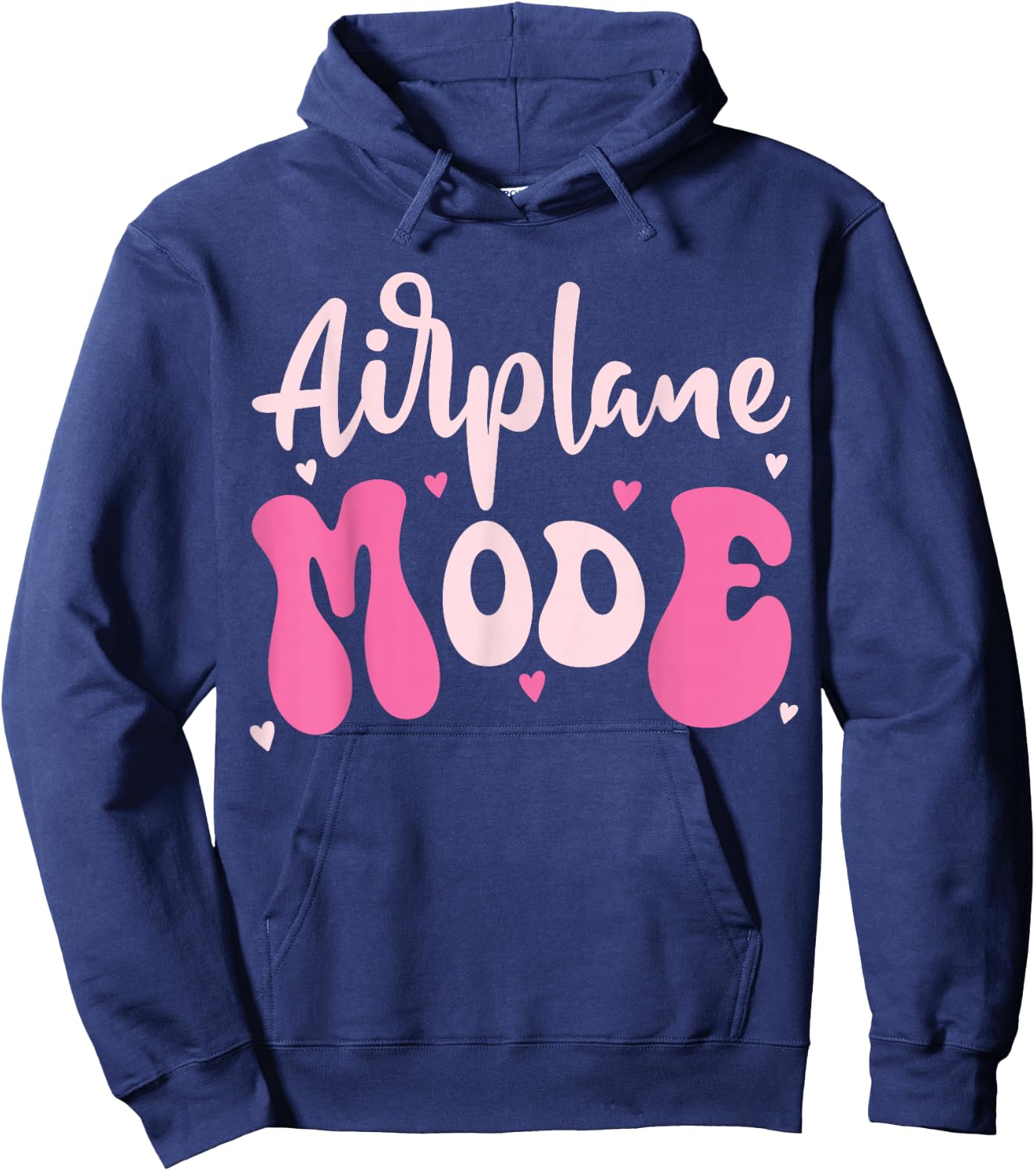 Cute Airplane Mode Travel Graphic Pilot Girl Women Mom Pink Hoodie - Hoodie | Navy