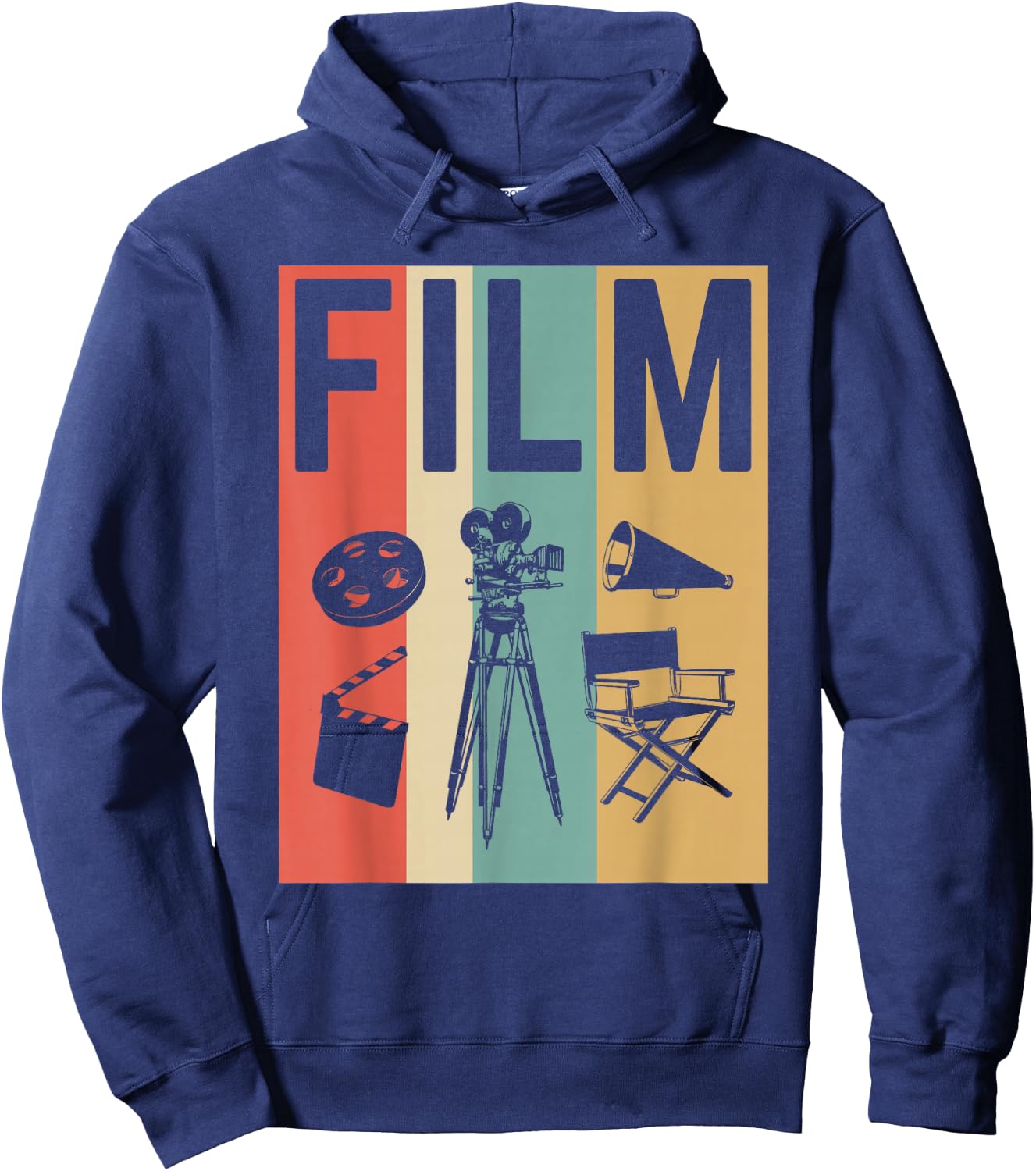 Vintage Film Cinema Shirt, Retro Movie Maker Gift Hoodie - Hoodie | Navy