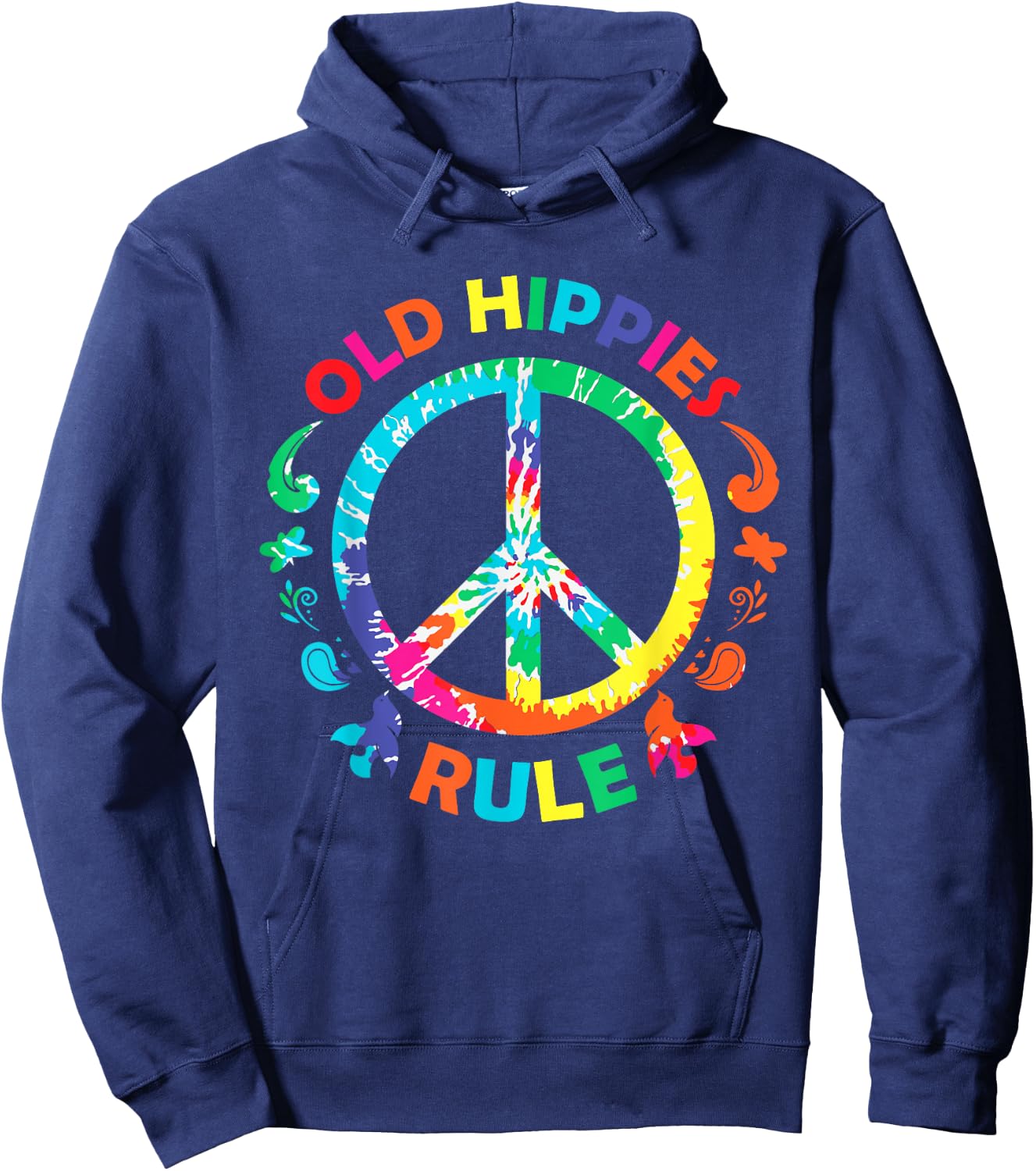 Old Hippies Rule Hippie Vintage Retro Costume Hippy Gift Hoodie - Hoodie | Navy
