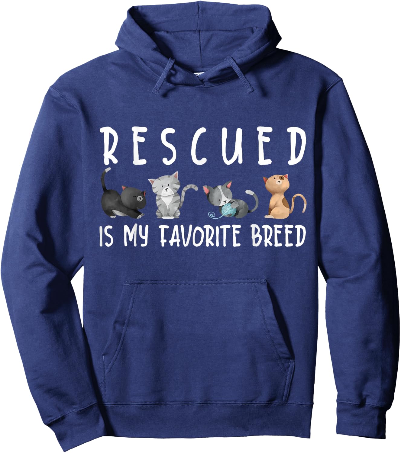 Rescued is my favorite breed Cute Cats Save Quote Hoodie - Hoodie | Navy