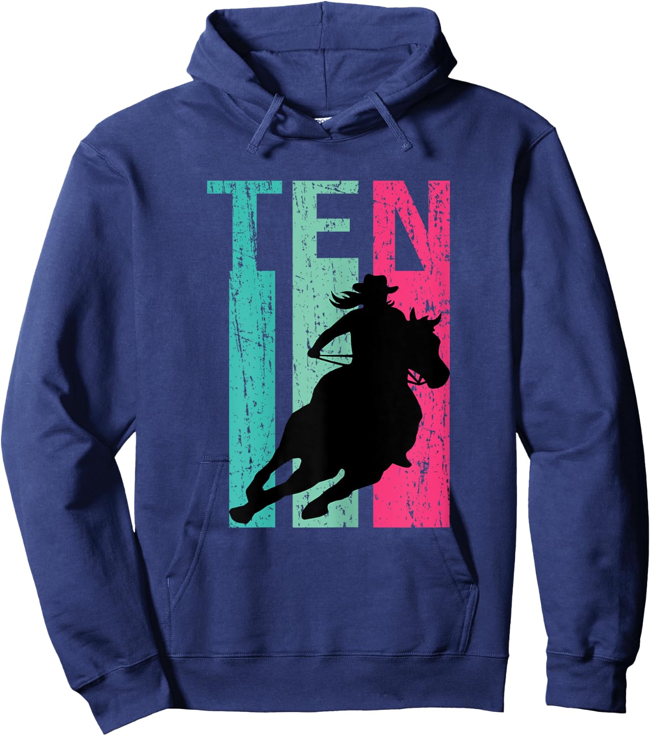 Retro Rodeo 10th Birthday Horse Lover Cowgirl Country 10 Hoodie - Hoodie | Navy