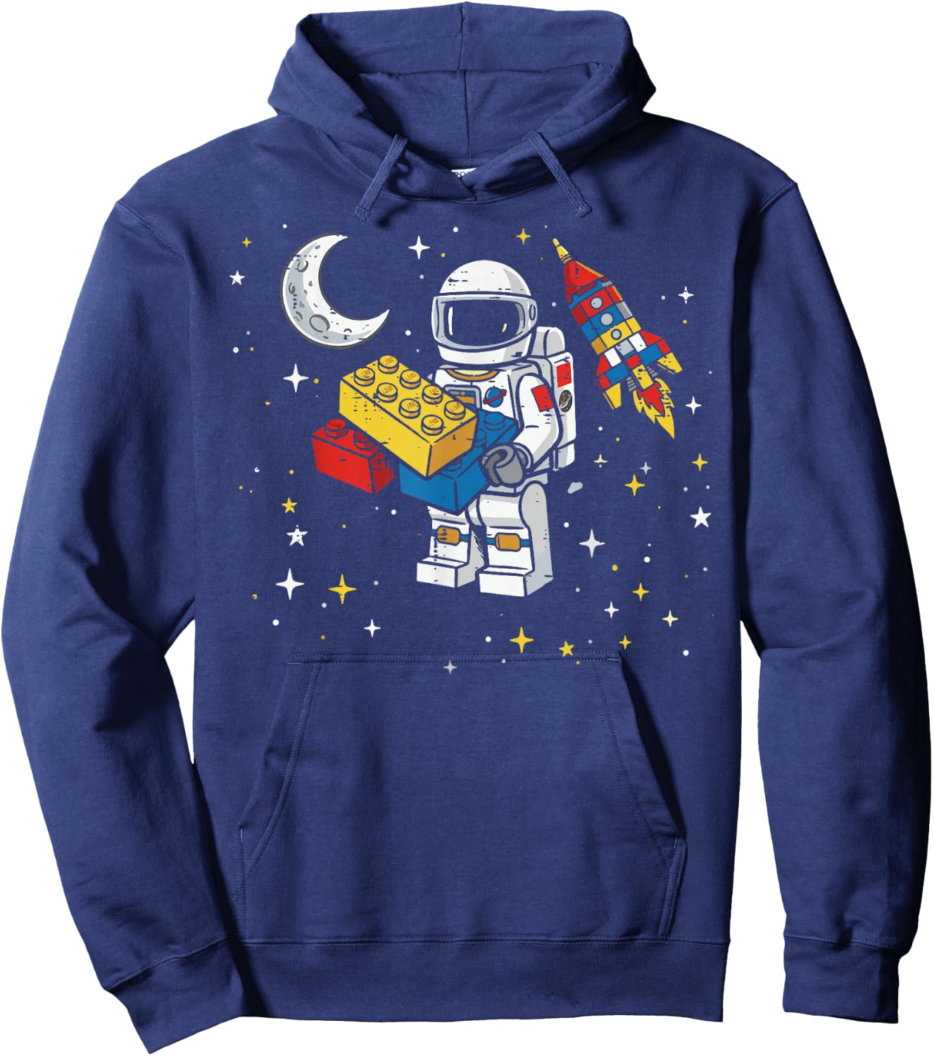 Astronaut Building Blocks Space Shuttle Bricks Boys Kids Hoodie - Hoodie | Navy