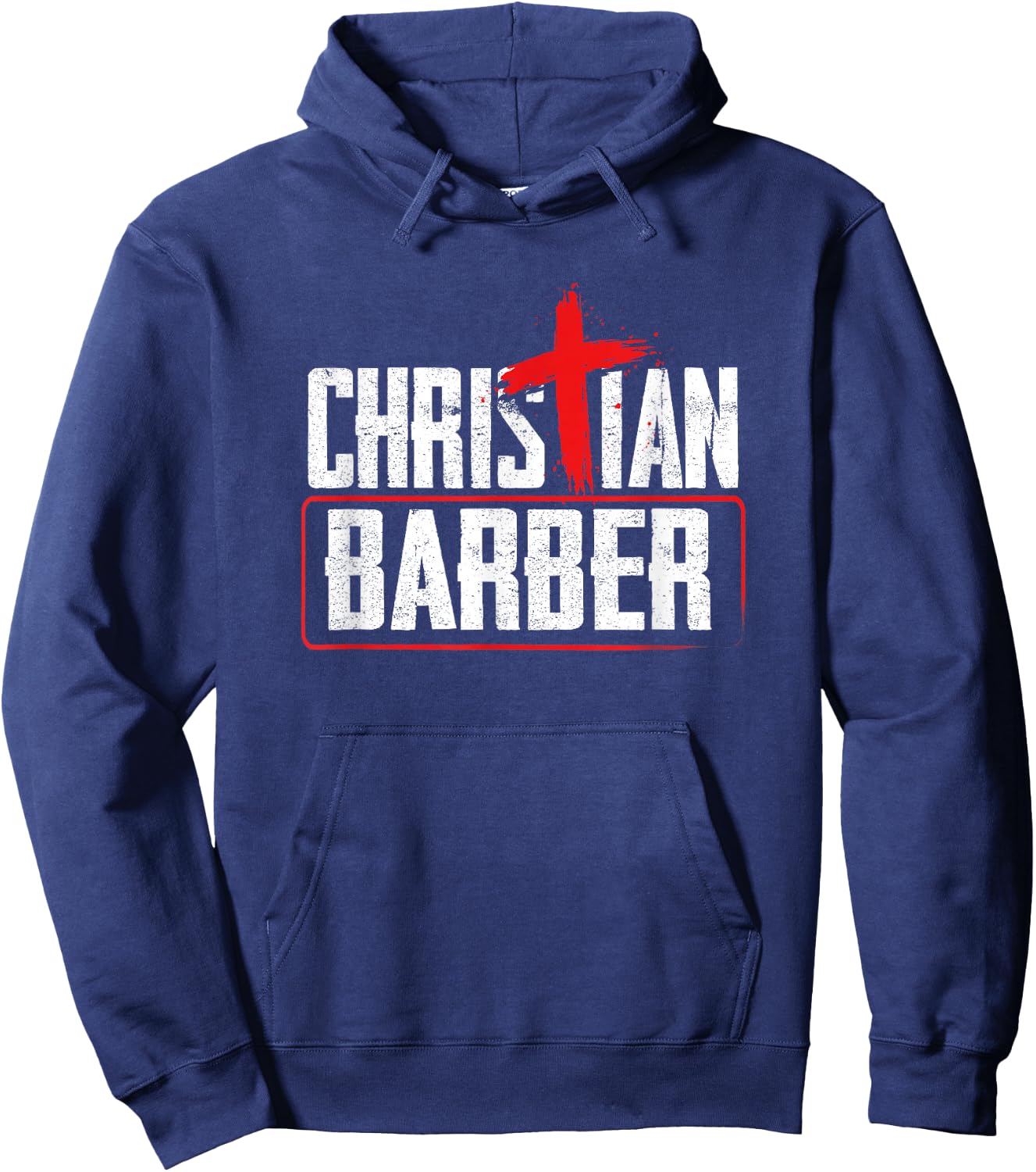 Barber Shop Humor Inspirational Cross Christian Barber Hoodie - Hoodie | Navy