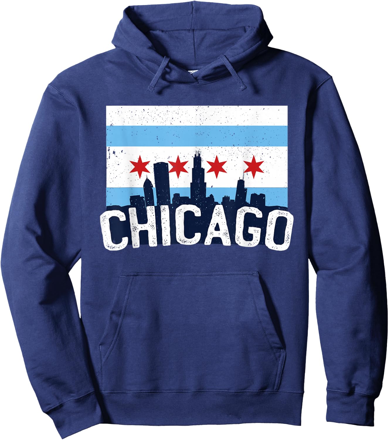 Chicago Skyline City Flag Illinois Souvenir Gift Hoodie - Hoodie | Navy