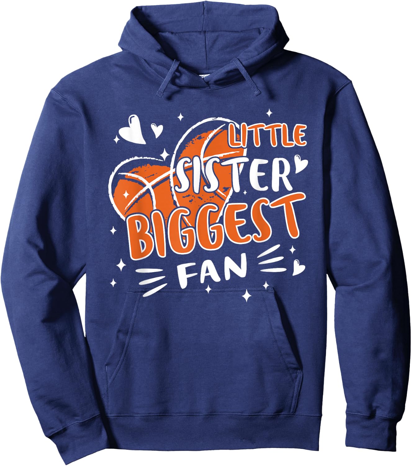 Funny Little Sister Biggest Fan Basketball Lovers Fans Girls Hoodie - Hoodie | Navy
