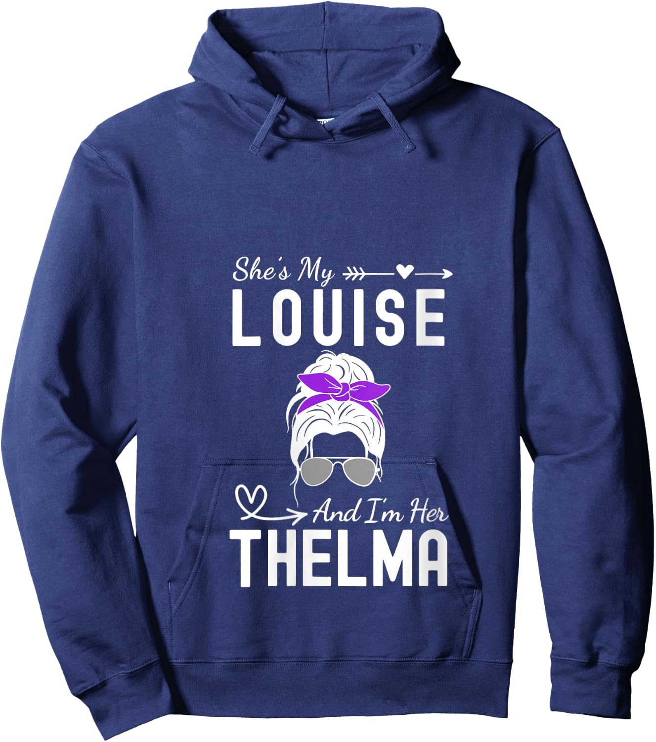 Every Thelma Needs A Louise Retro Women Best Friends V-Neck Hoodie - Hoodie | Navy