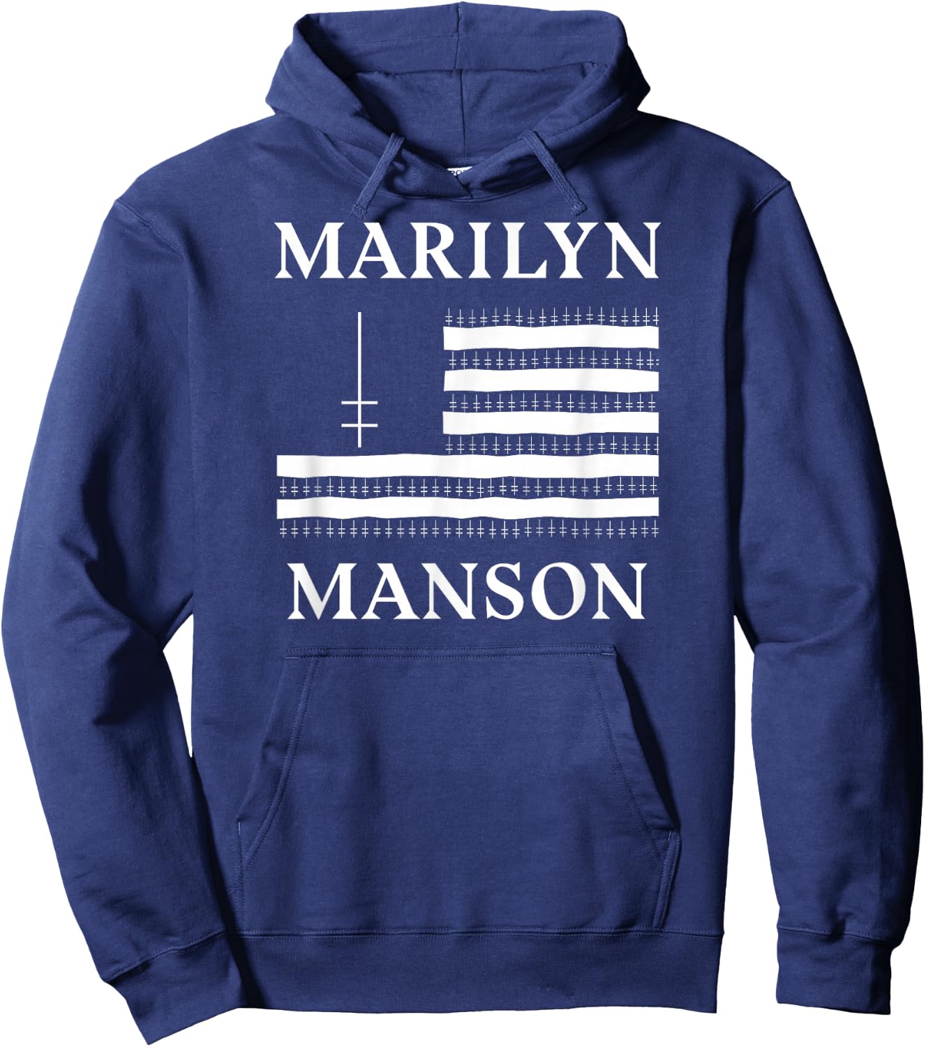 Marilyn Manson – Flag and Logo Hoodie - Hoodie | Navy