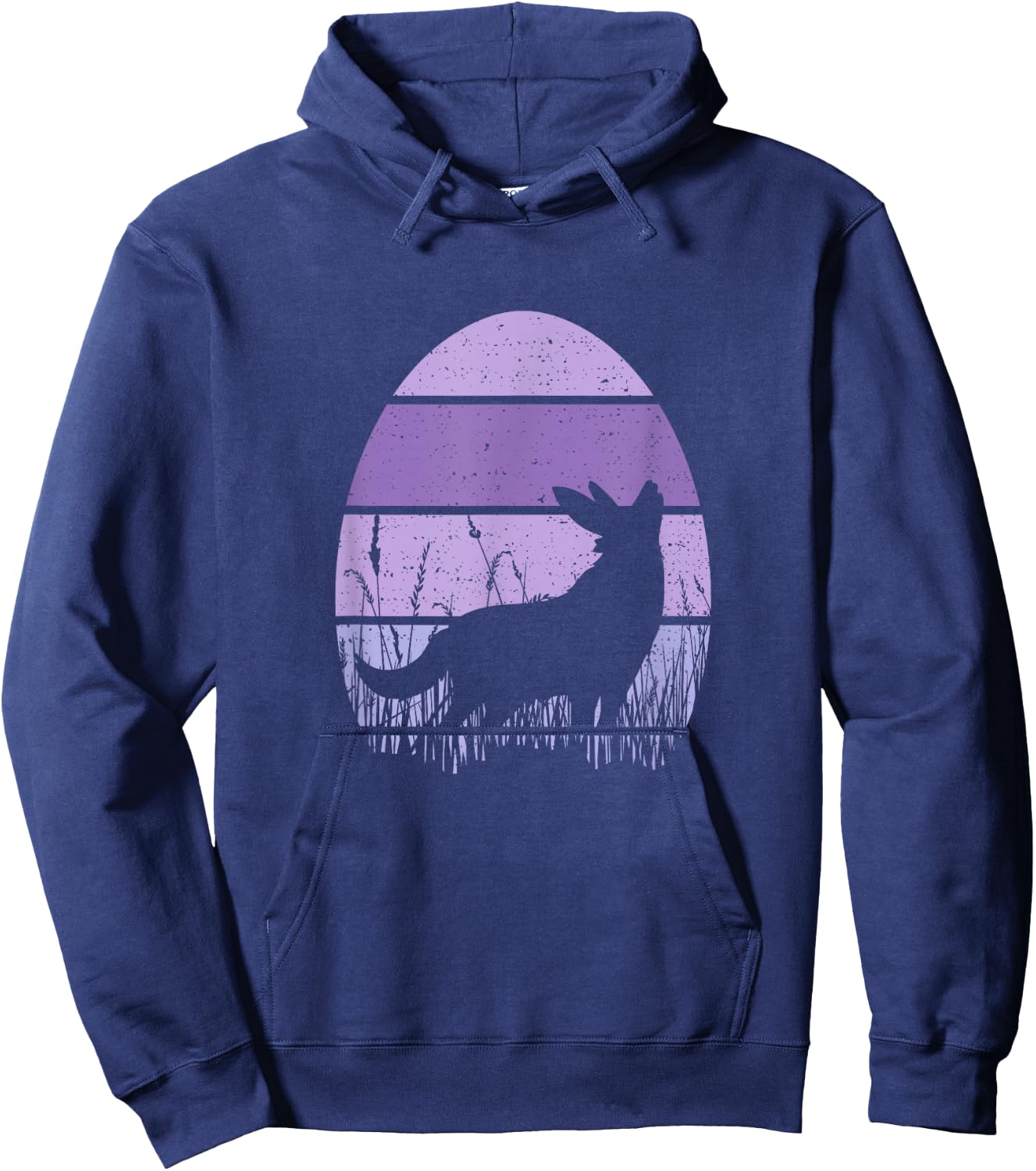 Easter Bunny Wolf Egg Purple Vintage Retro Love Wolves Hoodie - Hoodie | Navy