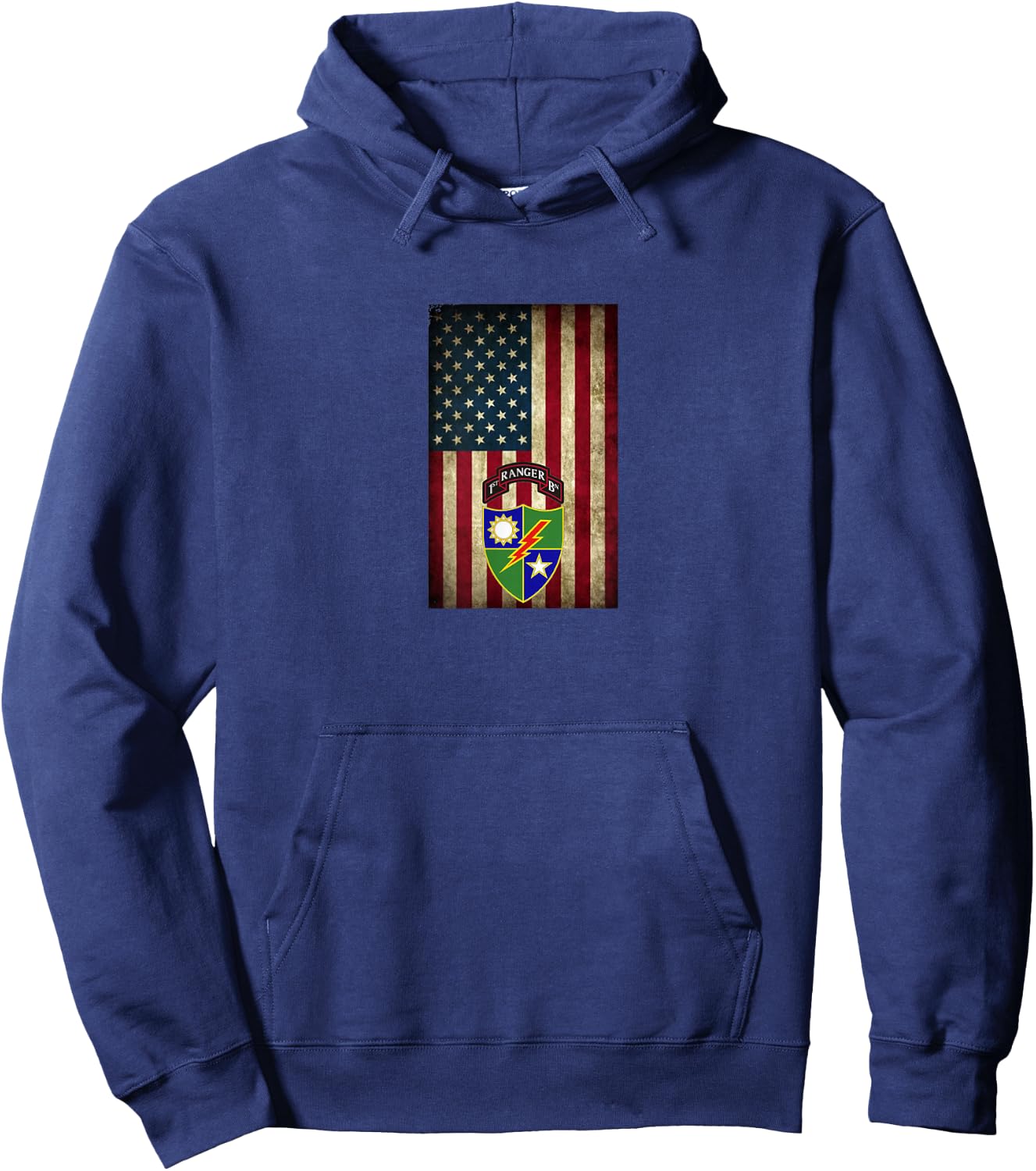 1st Battalion - 75th Ranger Regiment - US Flag Hoodie - Hoodie | Navy