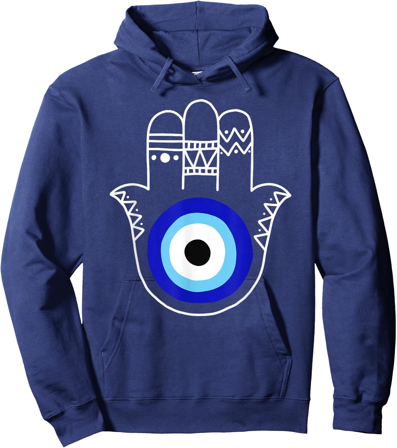 Hand of Hamsa Evil Eye Curse Protection Nazar Mati Evil Eye Hoodie - Hoodie | Navy