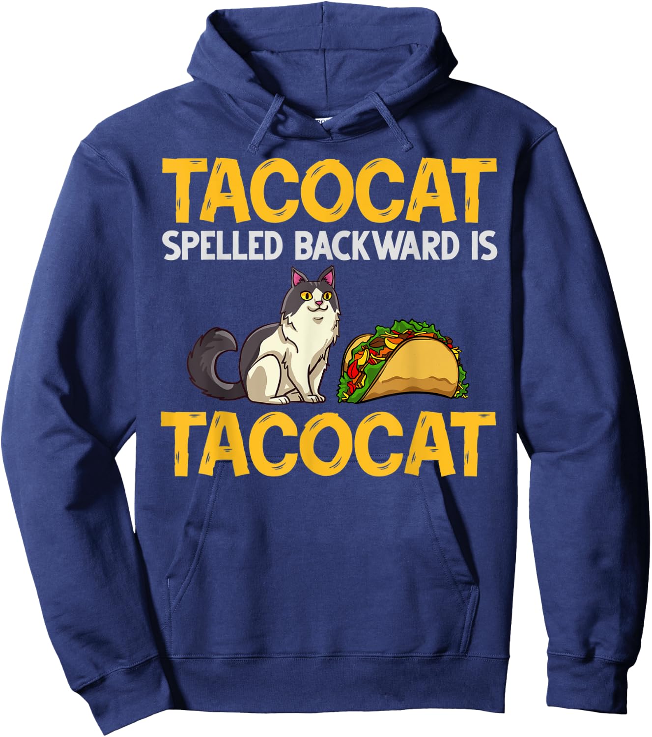 Tacocat Spelled Backwards Taco Cat Kitten Hoodie - Hoodie | Navy