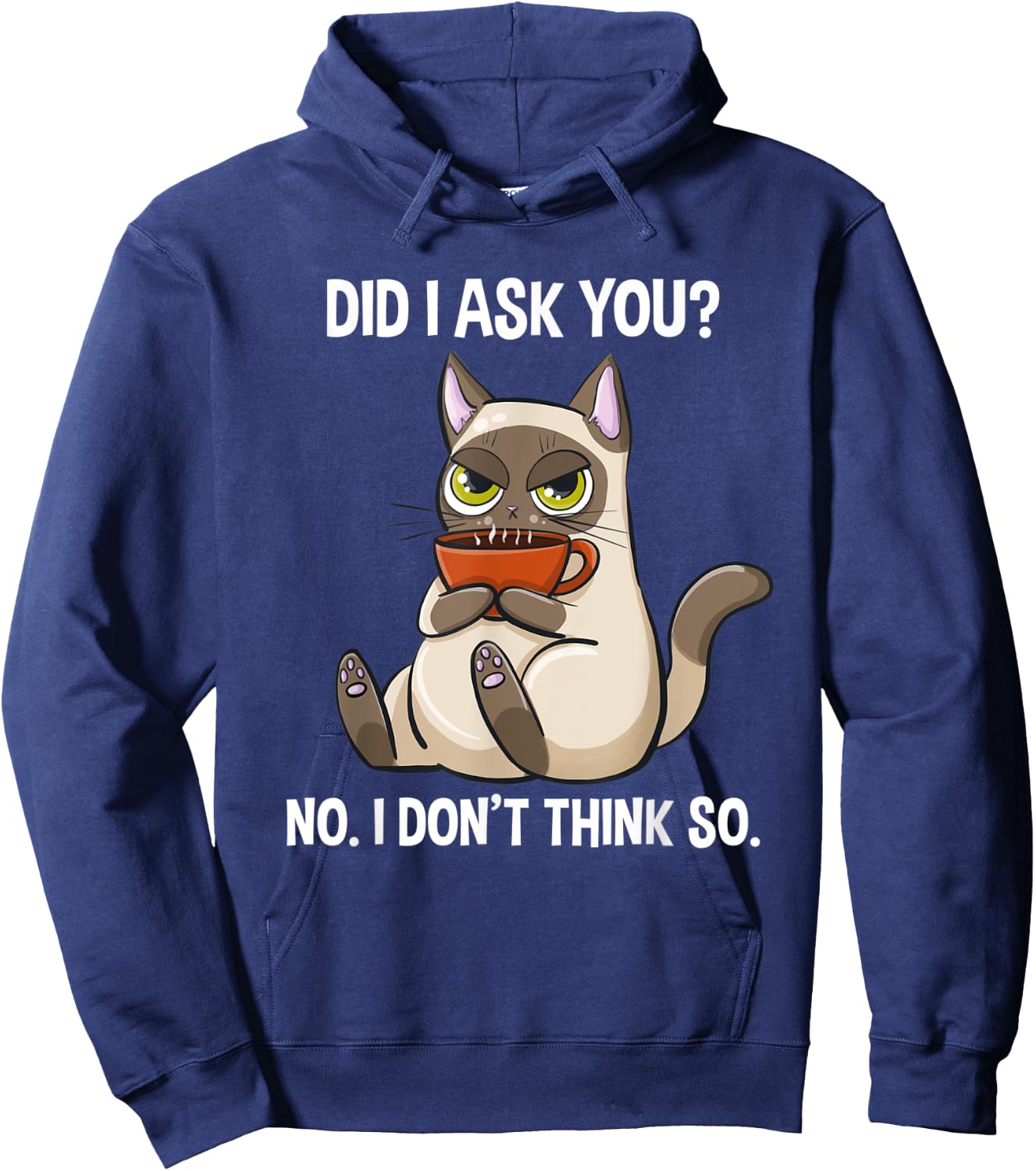 Did I Ask You No I Don't Think So Funny Sarcastic Coffee Cat Women Hoodie - Hoodie | Navy