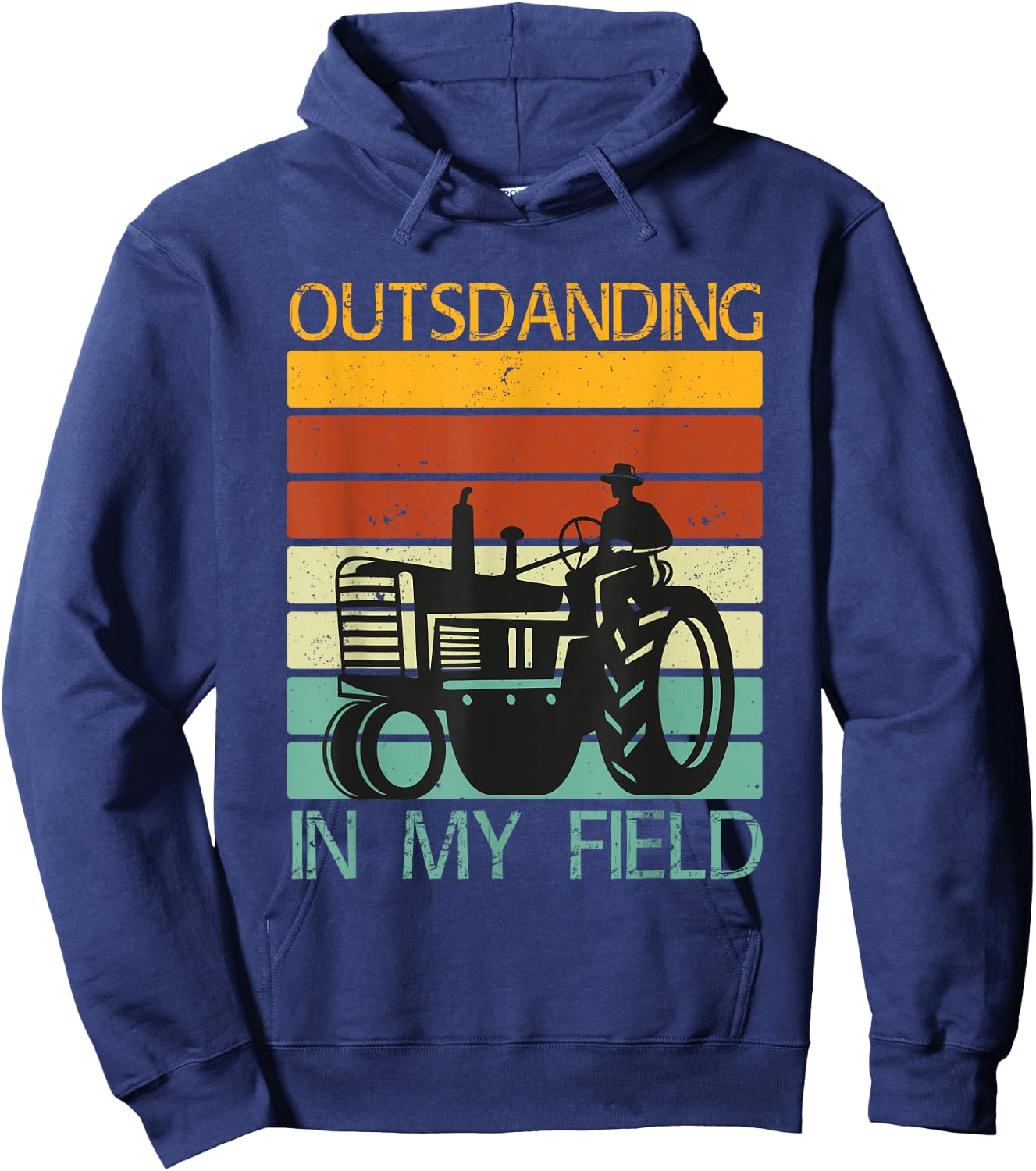 Funny Puns Outstanding in My Field Farms Tractors Hoodie - Hoodie | Navy