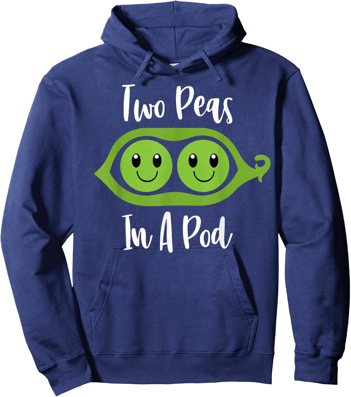 TWO PEAS IN A POD Cute Brother Sister Twins Couples Matching Hoodie - Hoodie | Navy