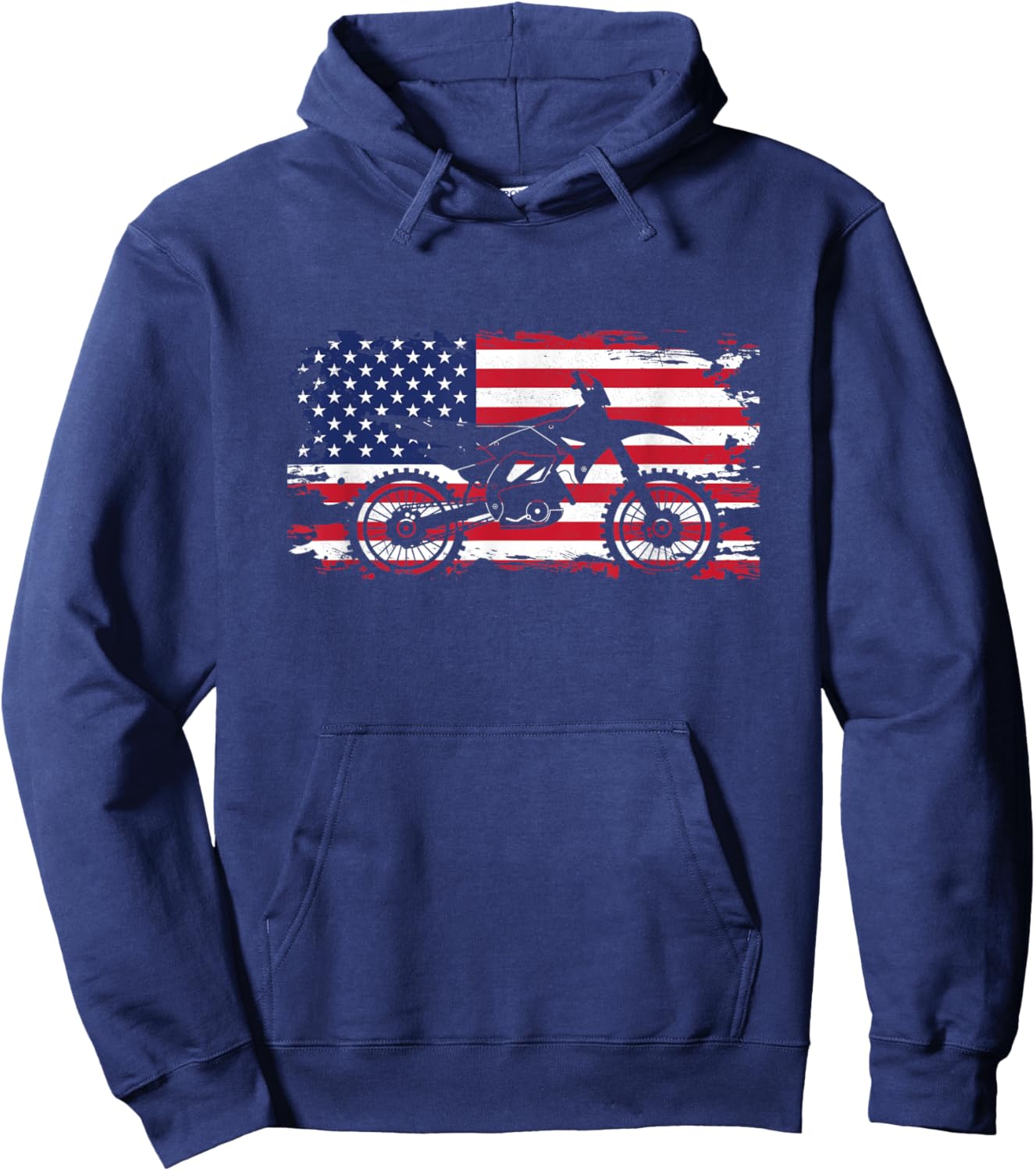 American Flag Motocross Apparel - Motocross Dirt Bike Hoodie - Hoodie | Navy