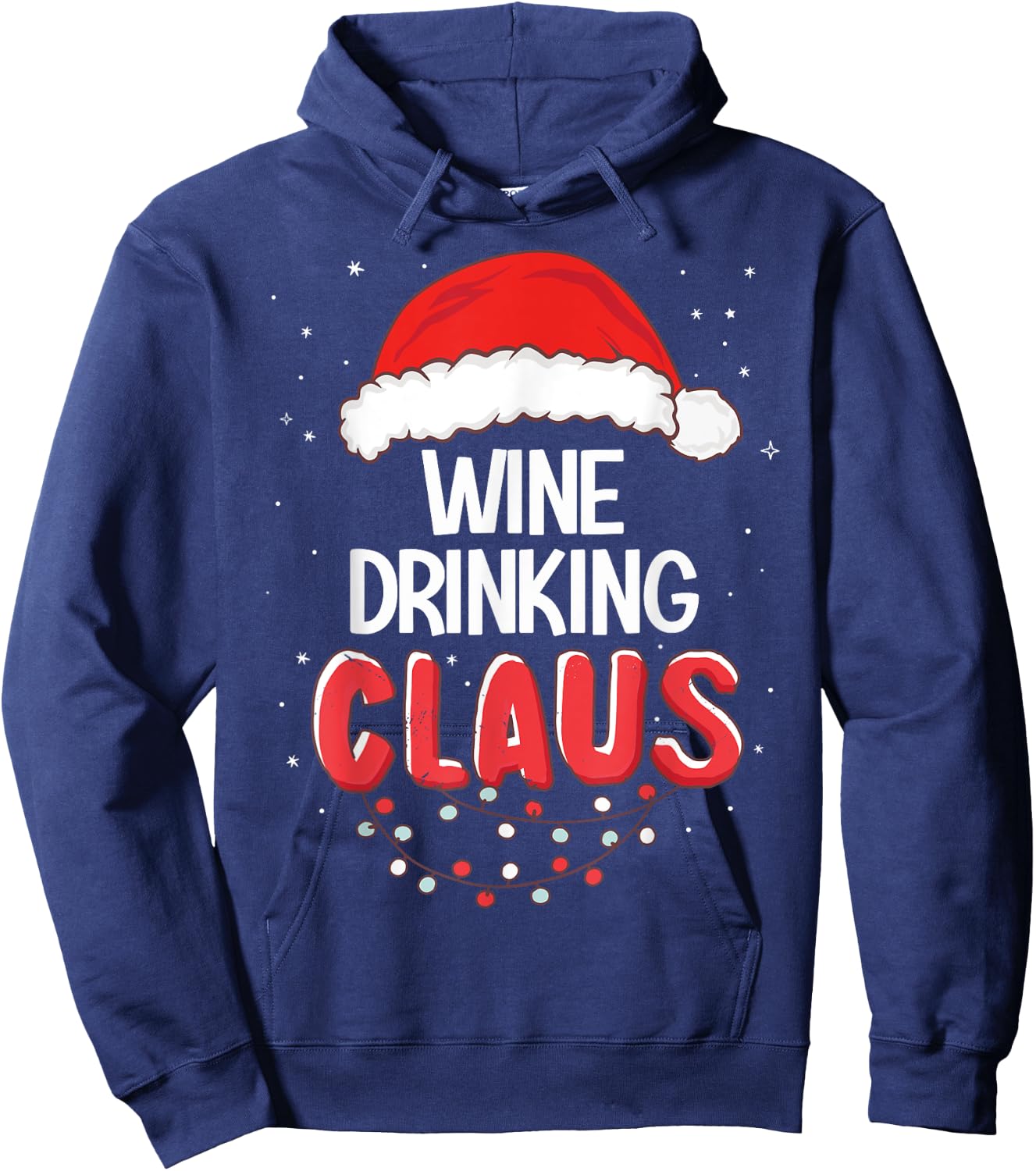 Wine Drinking Santa Claus Christmas Matching Costume Hoodie - Hoodie | Navy