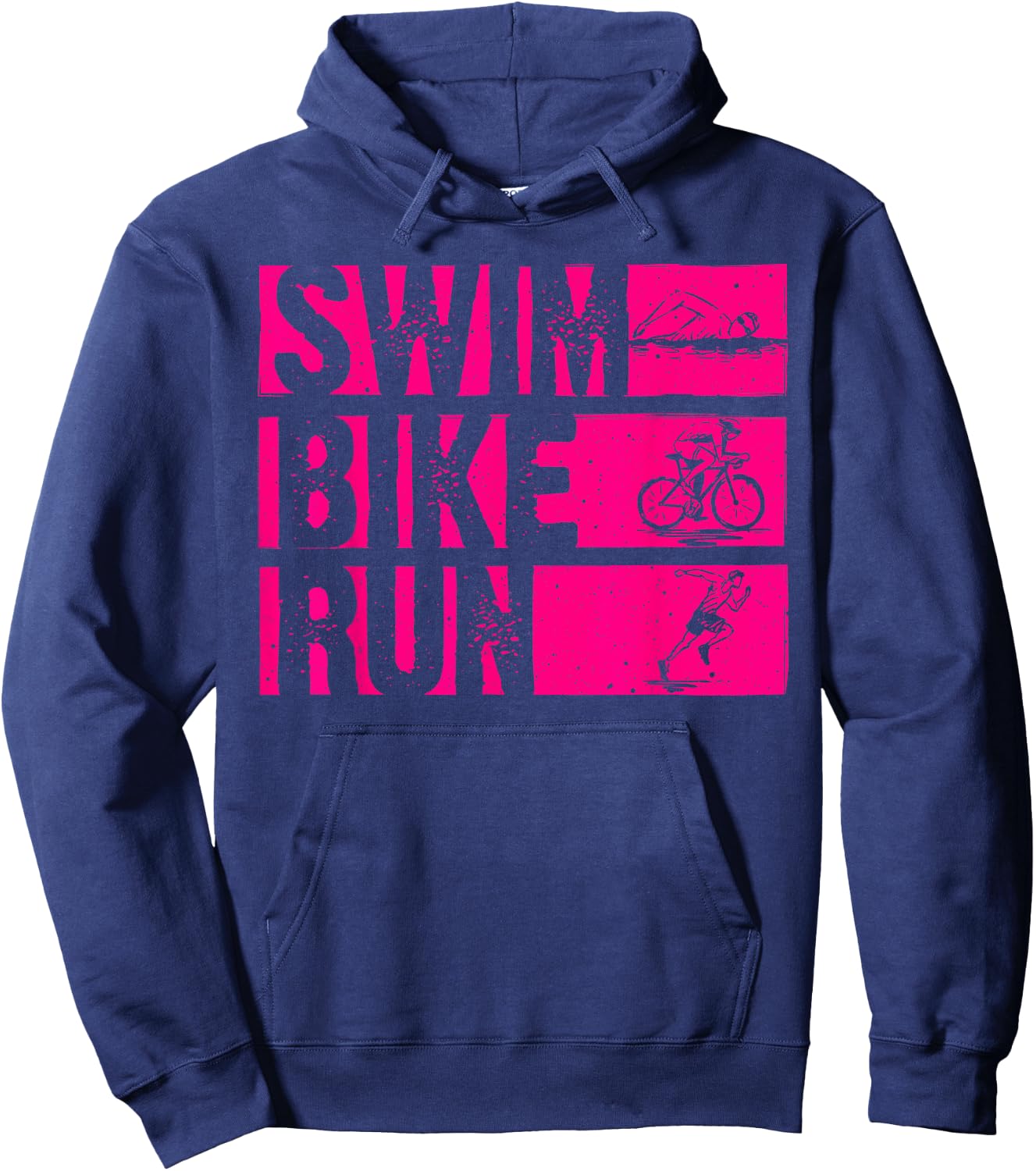 Funny Triathlon Swim Bike Run Design Men Women Triathletes Hoodie - Hoodie | Navy