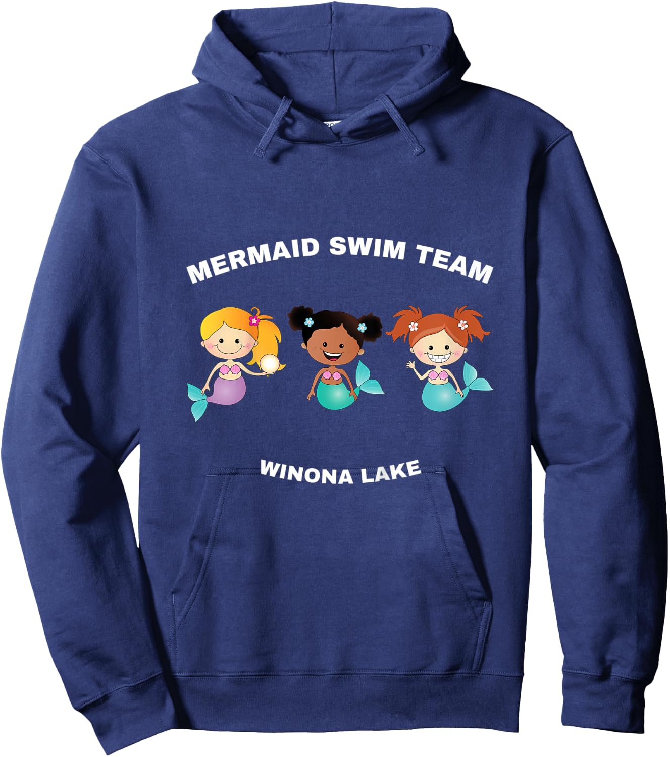 Kids Winona Lake, Indiana - Mermaid Swim Team Cute Hoodie - Hoodie | Navy