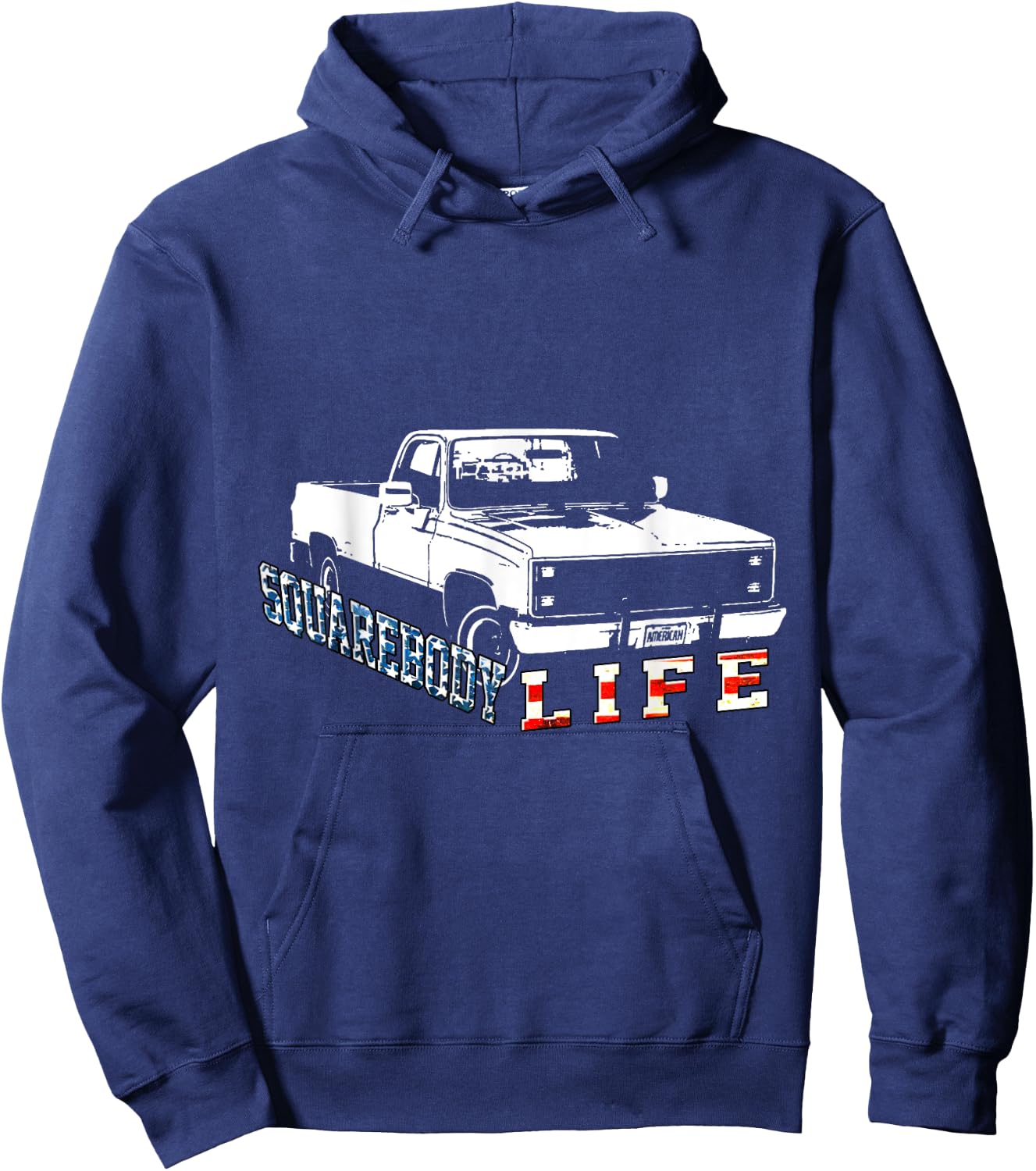 Squarebody American Flag Square Body Truck Girls Kids Men Hoodie - Hoodie | Navy