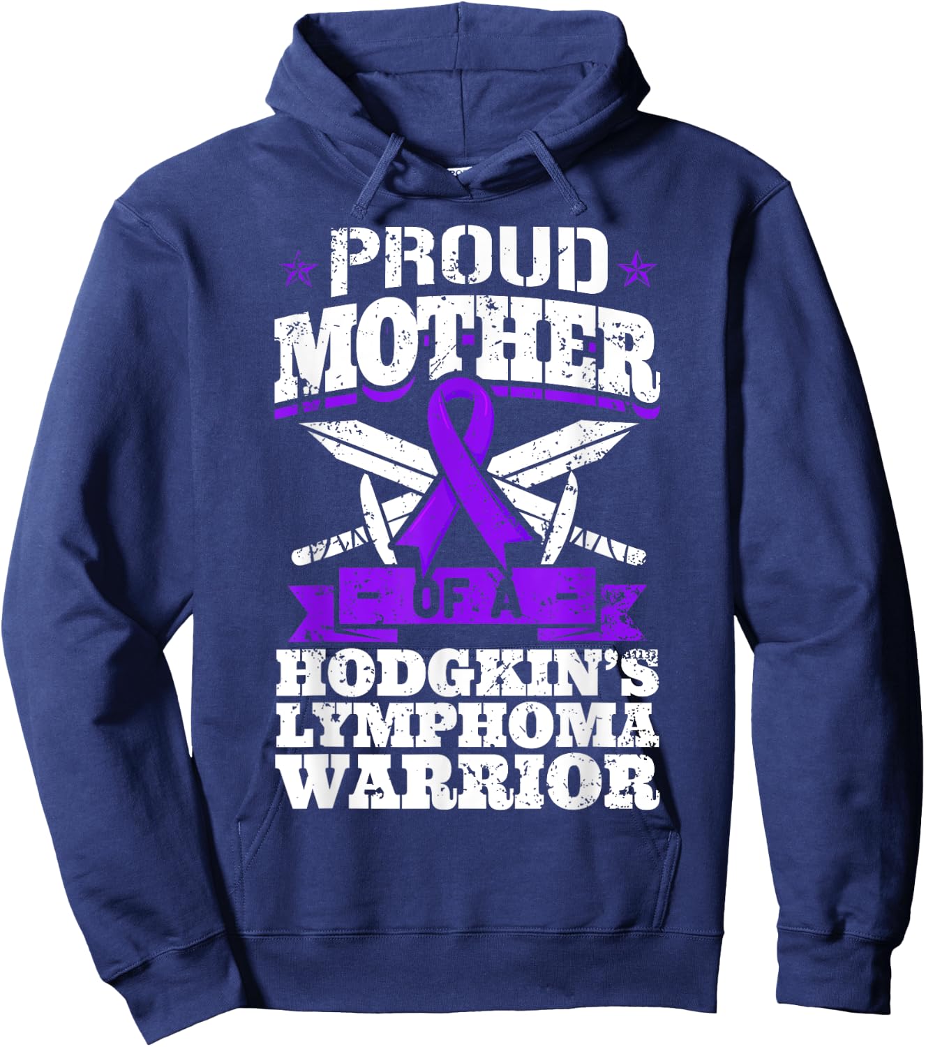 Proud Mother Of A Hodgkin's Lymphoma Warrior HL Awareness Hoodie - Hoodie | Navy