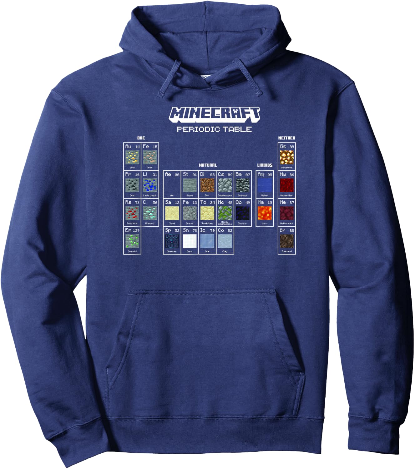 Minecraft Periodic Table Of Blocks Hoodie - Hoodie | Navy