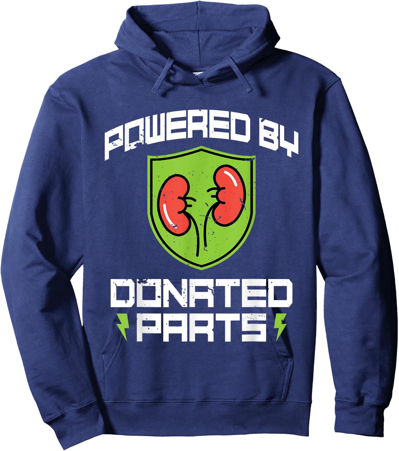 Powered By Donated Parts - Organ Transplant Kidney Surgery Hoodie - Hoodie | Navy