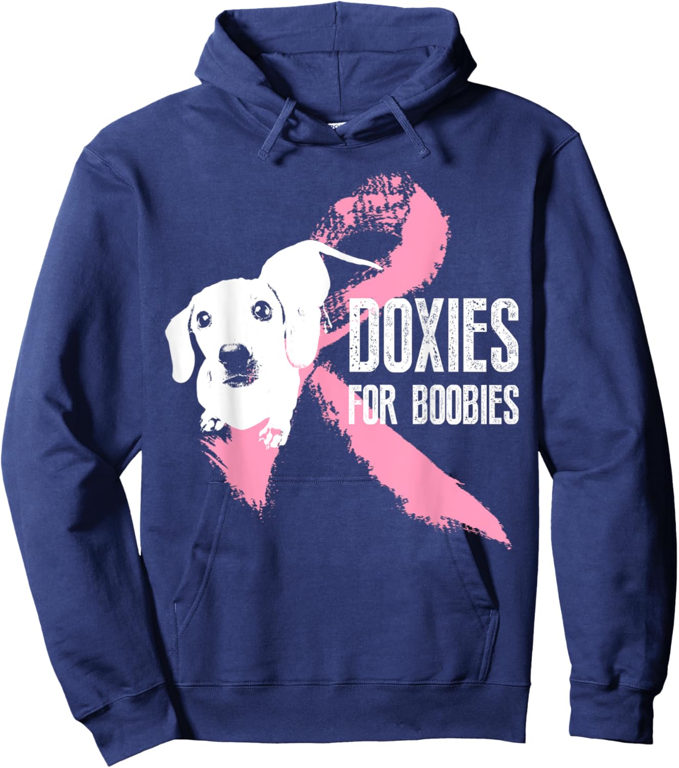 Dachshunds For Boobies Breast Cancer Awareness Hoodie - Hoodie | Navy