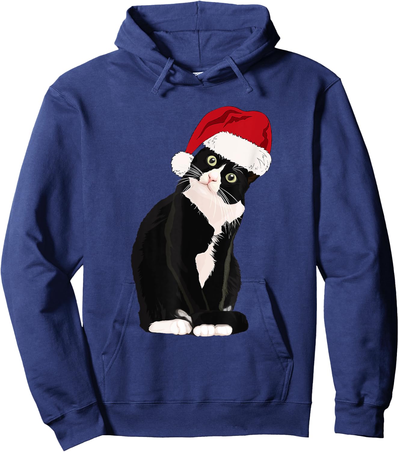 Tuxedo Cat Meow Christmas Cat Catmas Cute Tuxie Lover Women Kids Hoodie - Hoodie | Navy