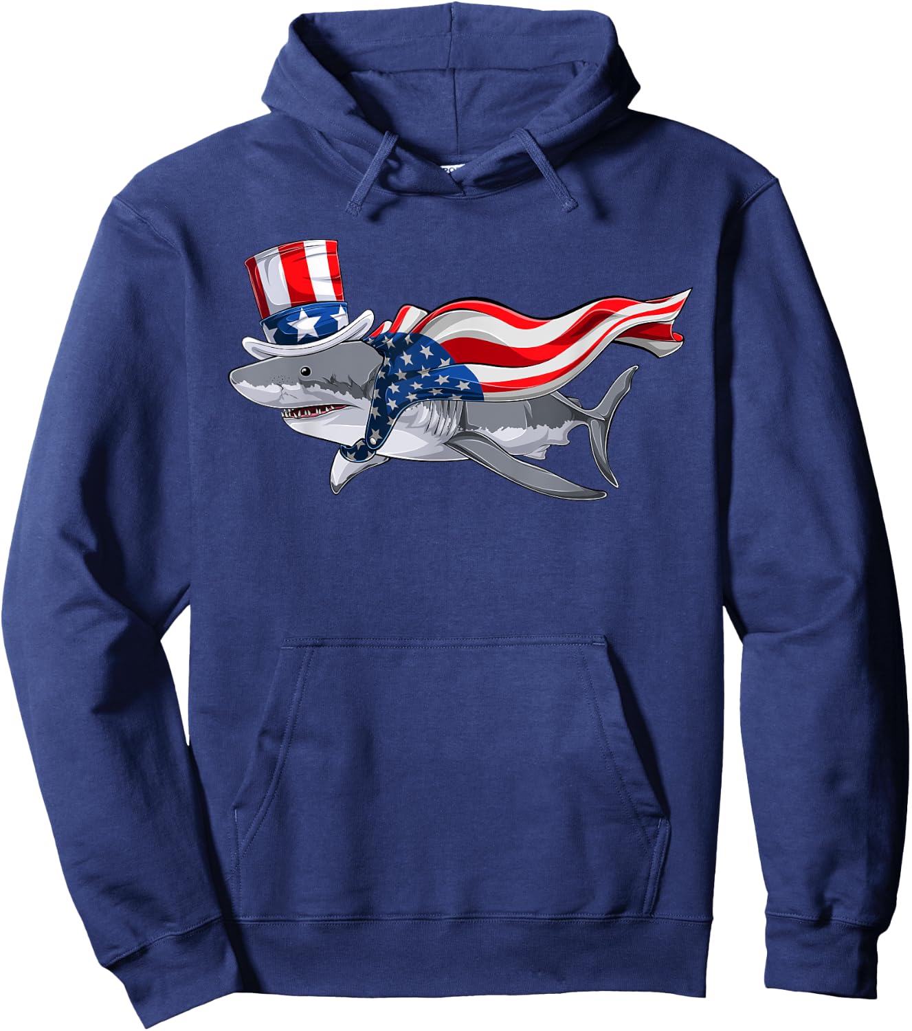 Shark For Boys, Kids American Flag Fourth Of July Hoodie - Hoodie | Navy