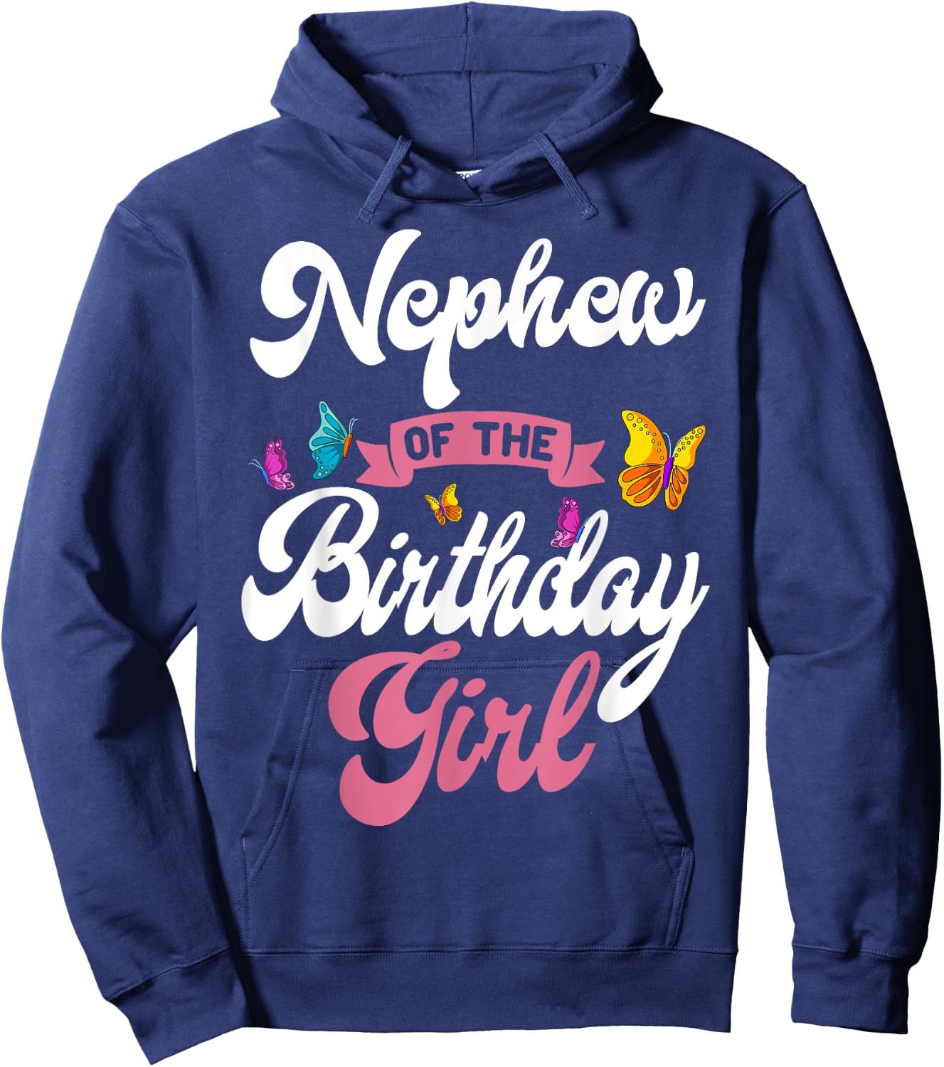 Butterfly Nephew Birthday Party Garden Family Nature Theme Hoodie - Hoodie | Navy