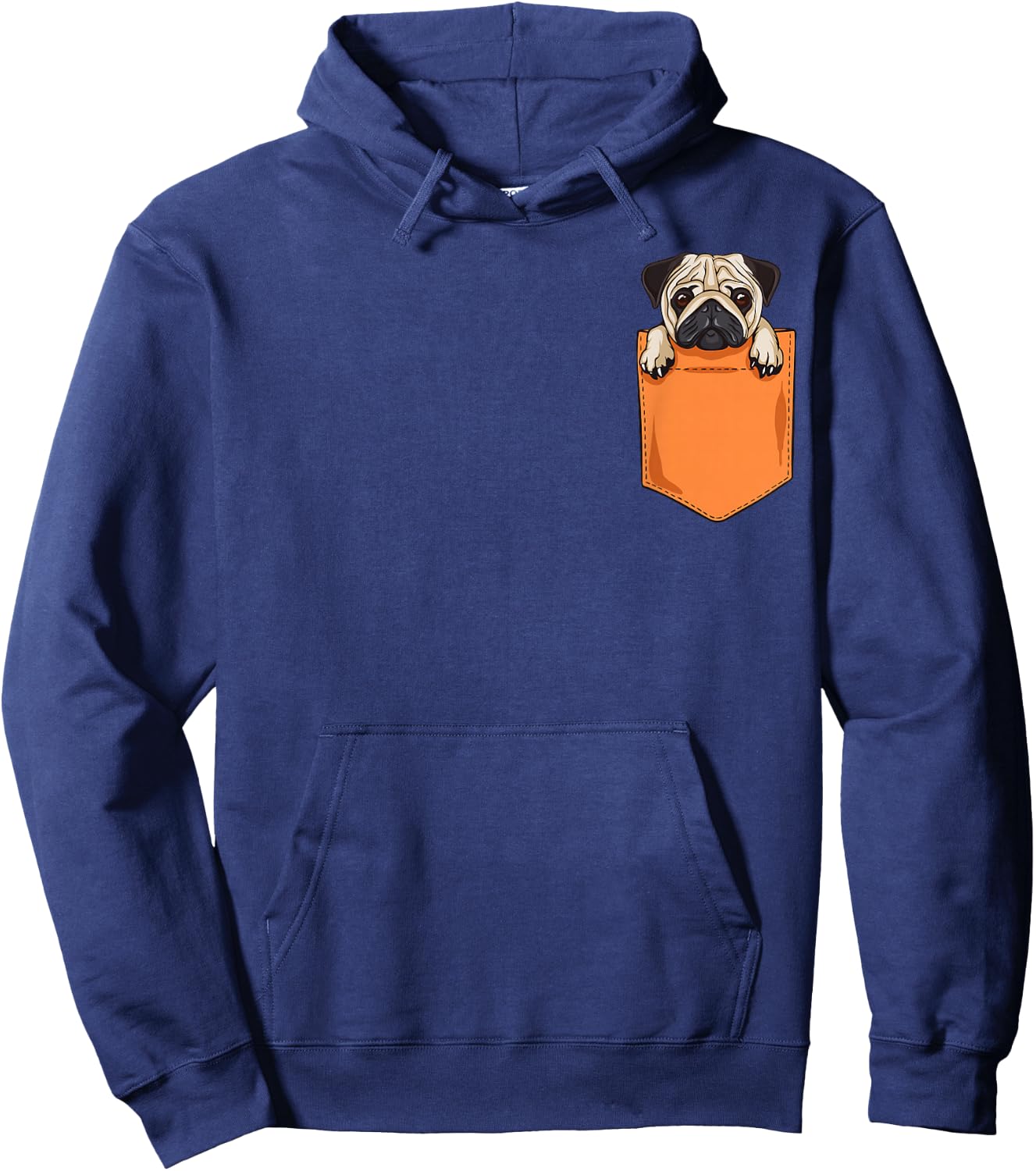 Cute Pug in Pocket Kawaii Gift Kids, Youth Graphic Hoodie - Hoodie | Navy