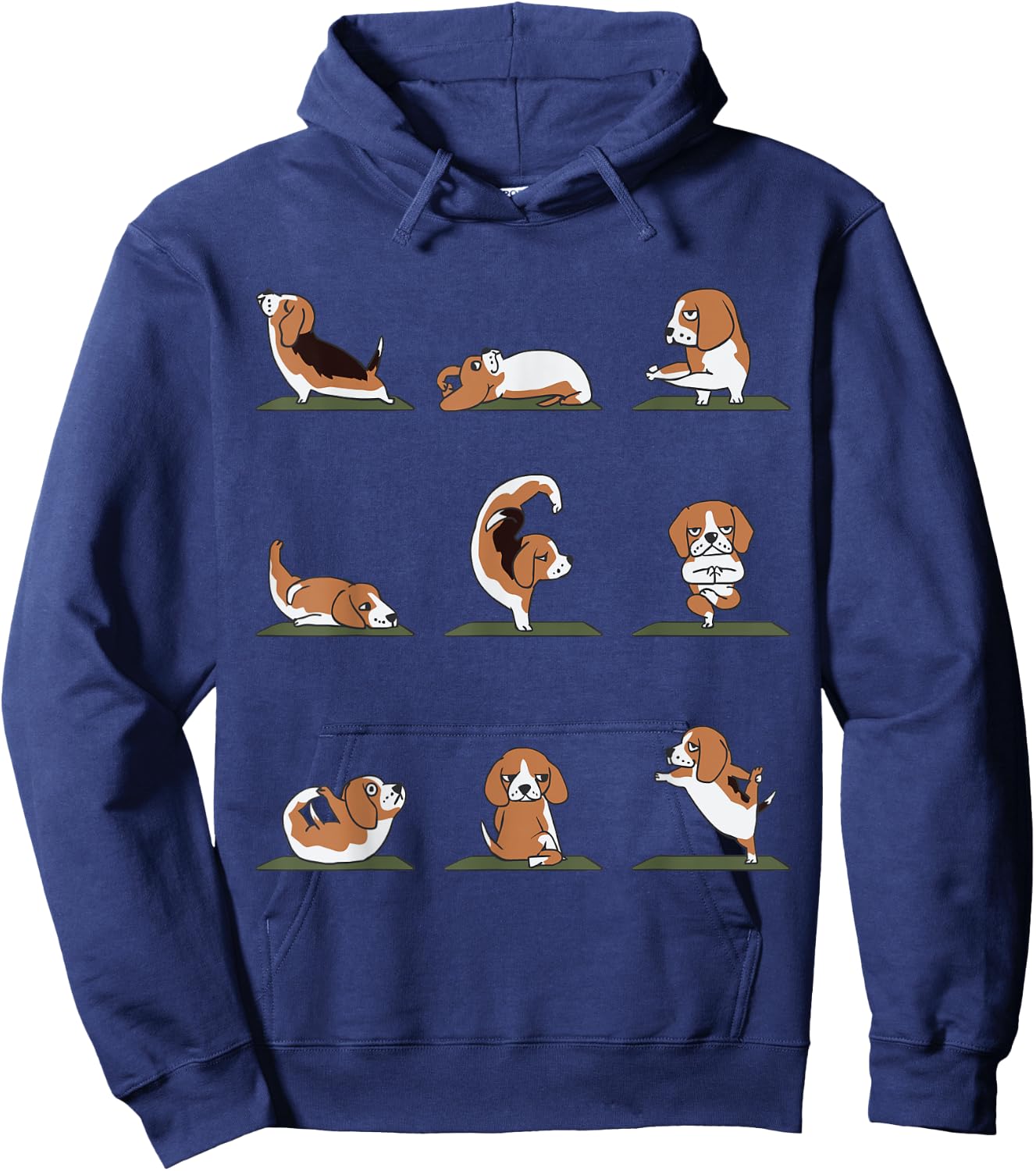 Beagle Yoga Asana Pose and Meditation by Huebucket Hoodie - Hoodie | Navy