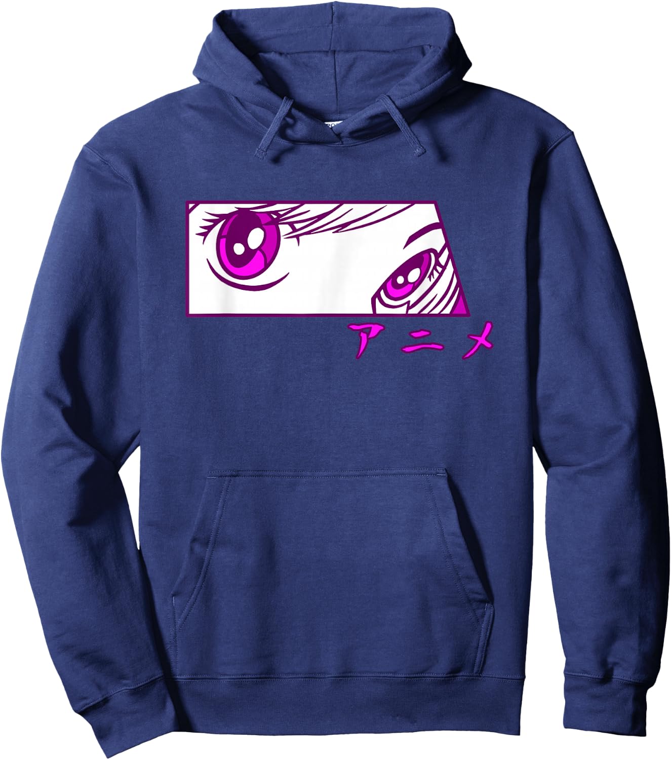 Anime Eyes Anime in Japanese Characters for Girls Teens Hoodie - Hoodie | Navy