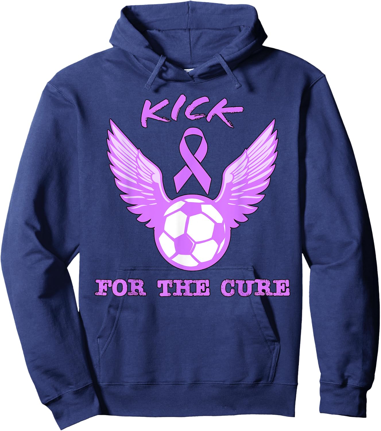 Kick For The Cure Pancreatic Cancer Awareness Month Soccer Hoodie - Hoodie | Navy