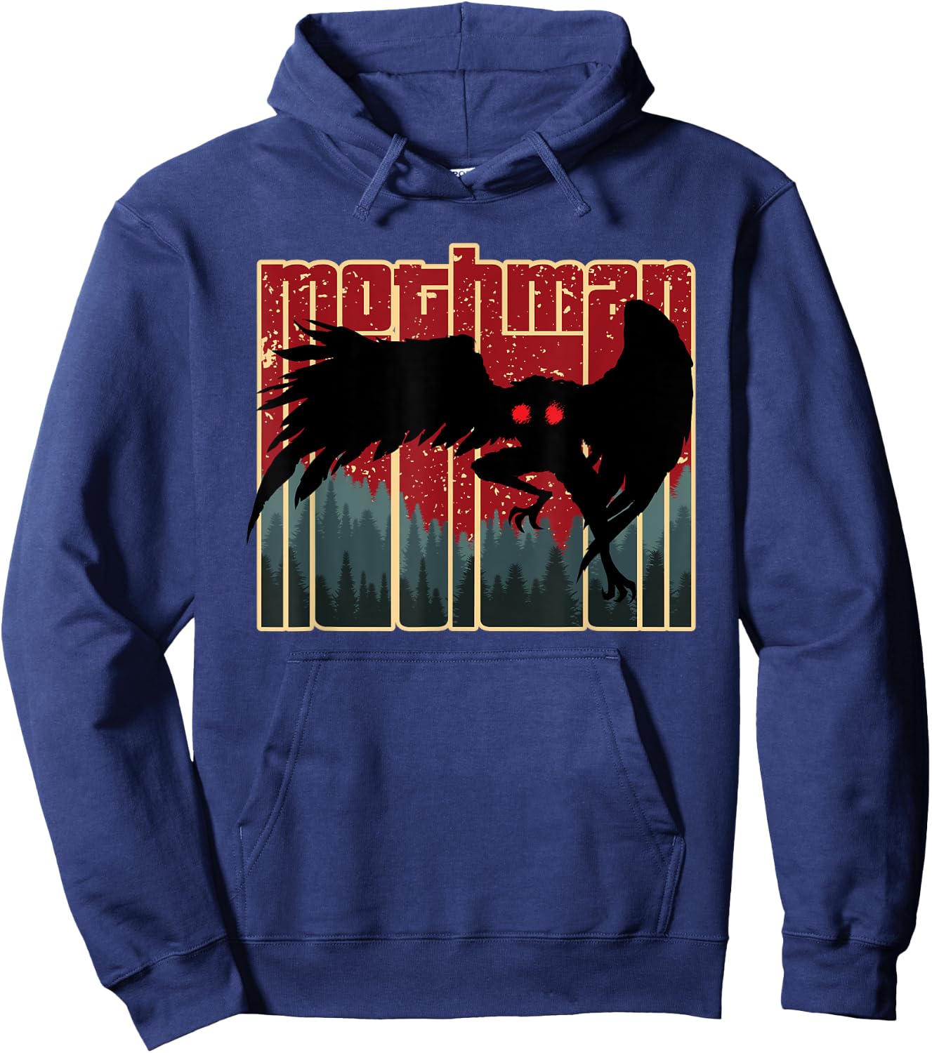 Retro Mothman - Original West Virginia Cryptid Artwork Hoodie - Hoodie | Navy