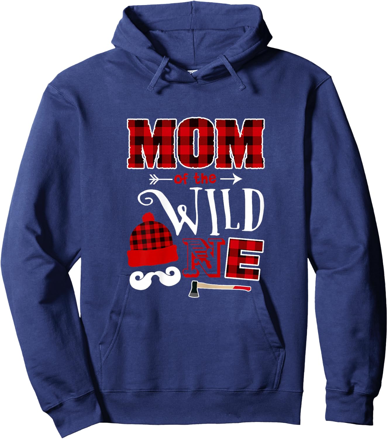 MOM Of the Wild One 1st Birthday Lumberjack Hoodie - Hoodie | Navy