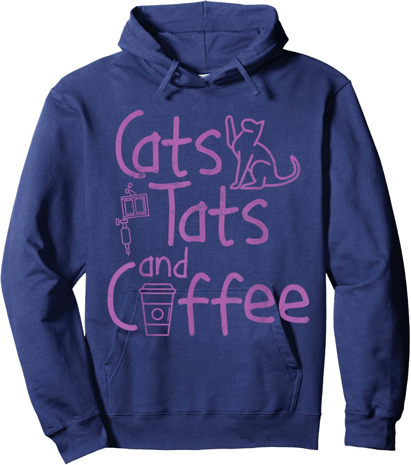 Funny Tattoo Shirt Cats Tats and Coffee Tattoo Shirt Gift Hoodie - Hoodie | Navy