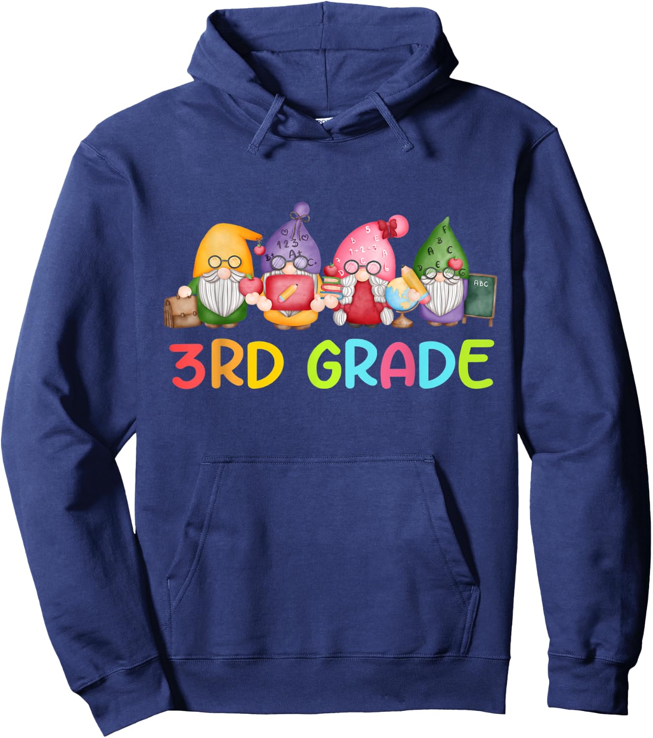 3rd Grade Gnome Back To School Funny Gnomies Teacher Student Hoodie - Hoodie | Navy