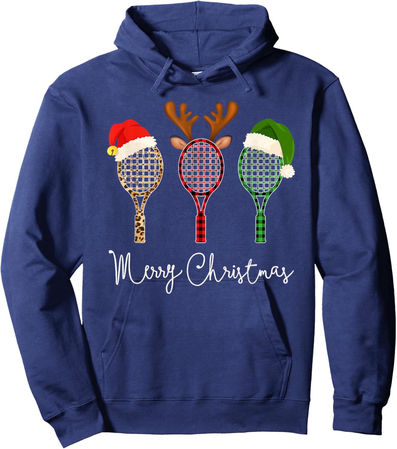 Tennis Merry Chistmas 3 tennis racket christmas Hoodie - Hoodie | Navy