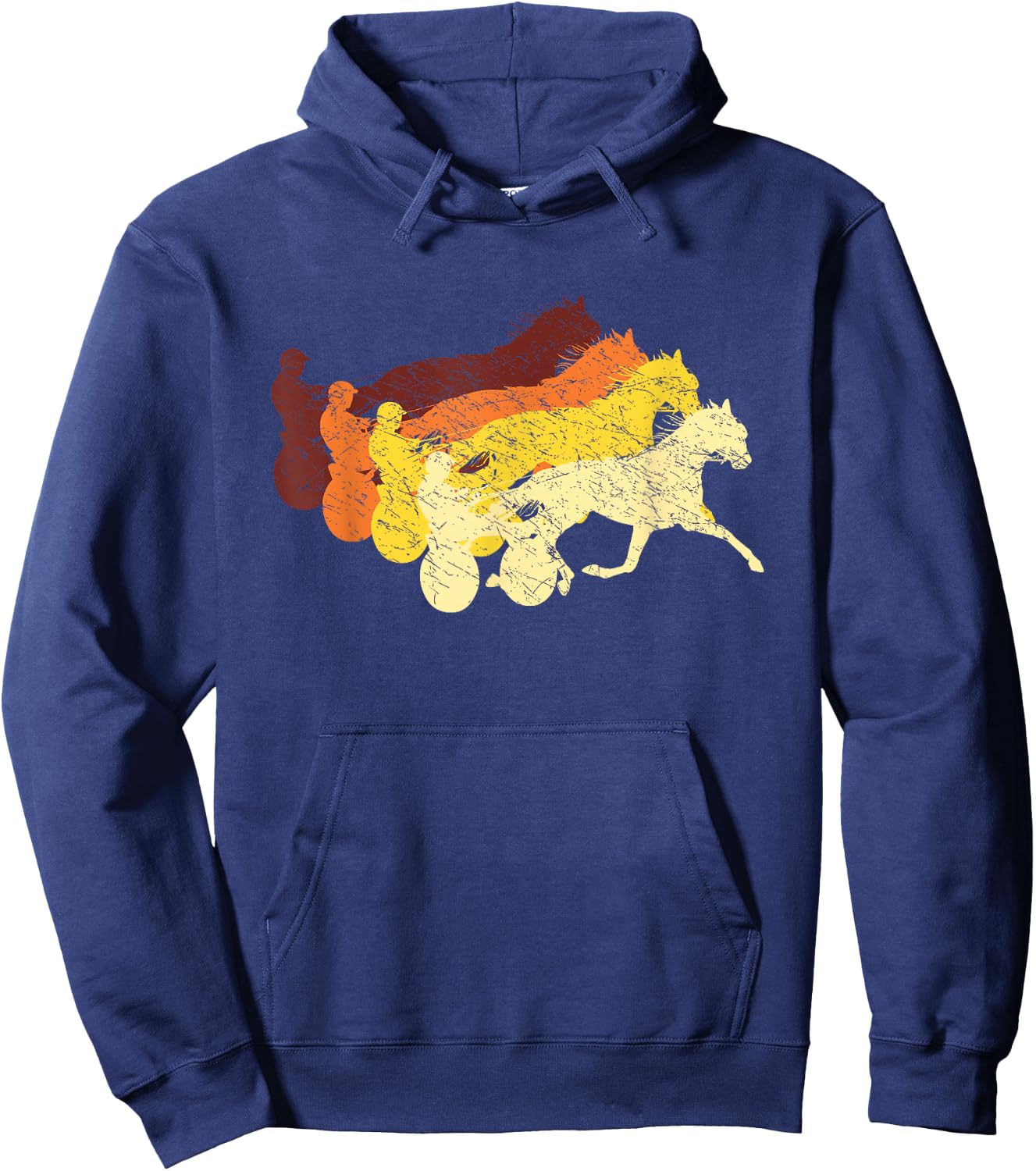 Retro Harness Racing Horse Racing Trotting Harness Racer Hoodie - Hoodie | Navy