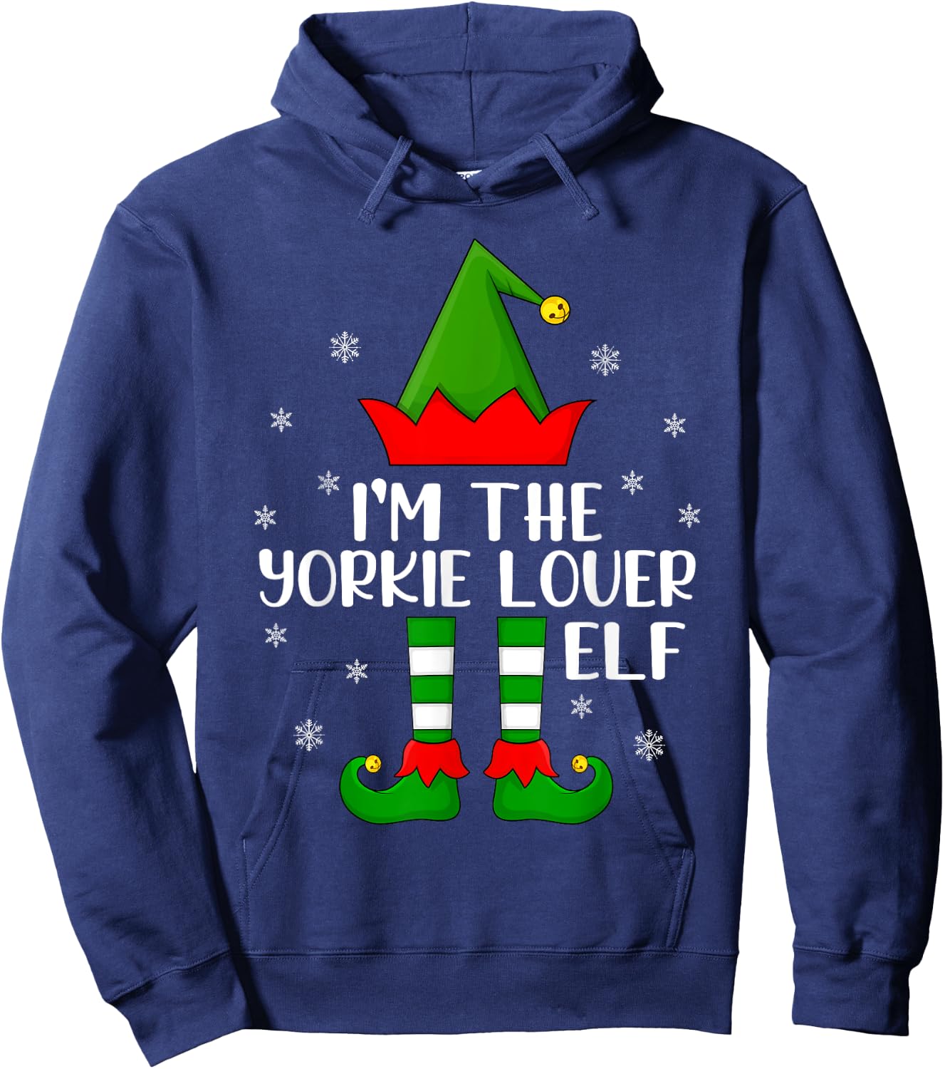 Matching Family Funny I'm The Yorkie Lover Elf Christmas Hoodie - Hoodie | Navy