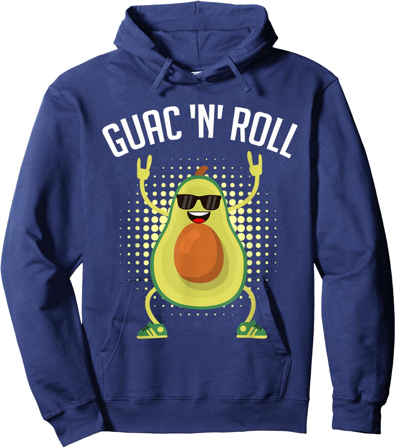 Funny Vegan Design Guac n Roll Rocker Guacamole Hoodie - Hoodie | Navy