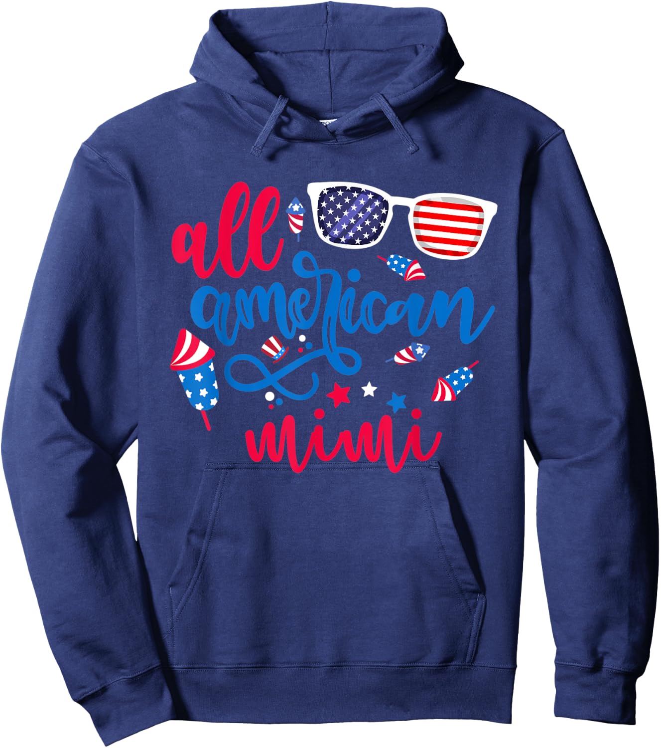 All American Mimi 4th of July Grandma Mama Patriotic Women Hoodie - Hoodie | Navy